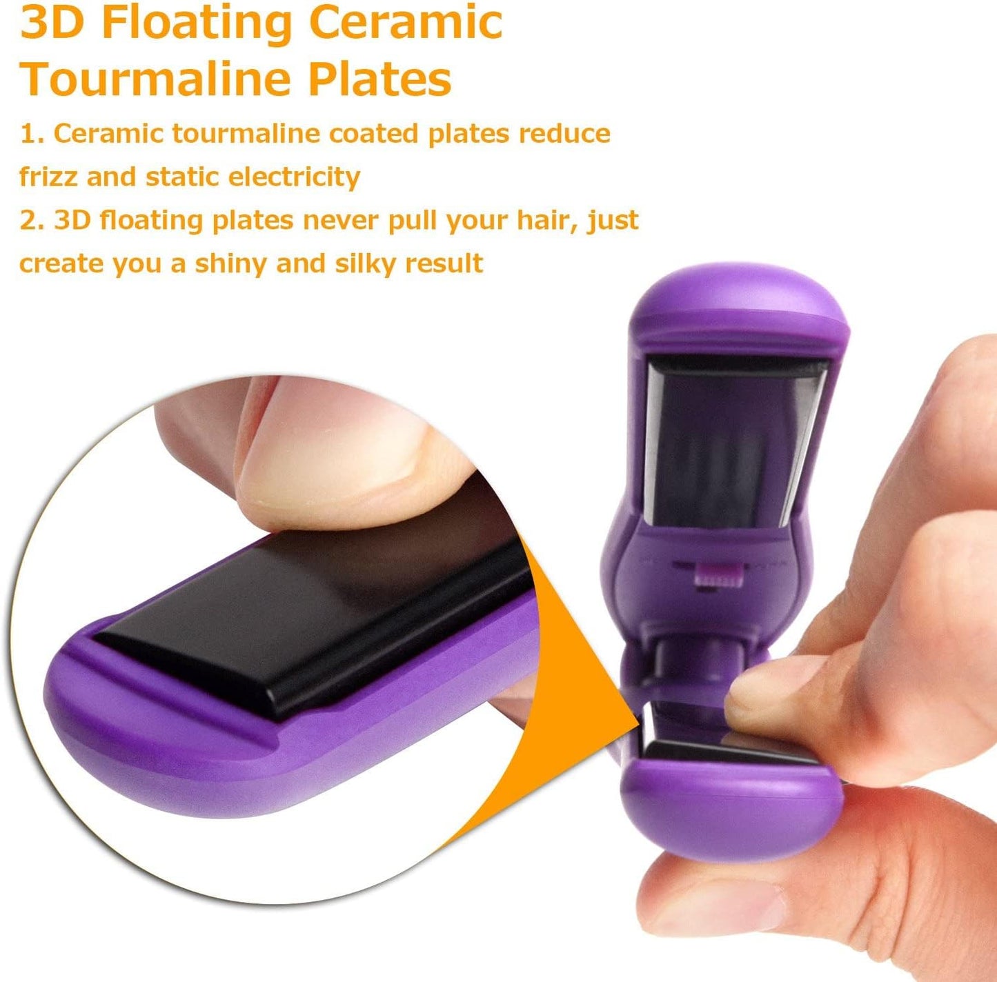 AmoVee Mini Flat Iron, 0.7 Inch Mini Hair Straightener, Small Flat Iron for Short Hair,Curls Bangs, Dual Voltage Travel Hair Straightener（Purple）