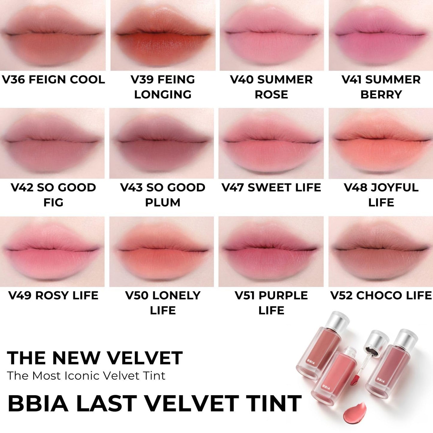 BBIA Last Velvet Tint NEW - Soft Creamy Matte Finish Lip Stain, Blur Effect & Velvety Texture, Long-Lasting, High Pigment, Non-Drying, Vegan, Korean Lip Makeup (V40 SUMMER ROSE, Pack of 1)