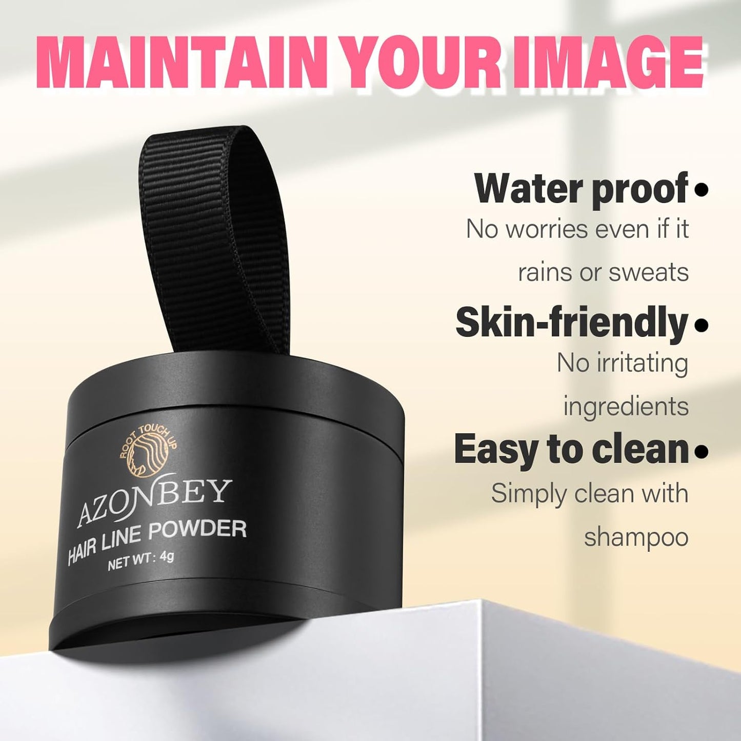 Root Touch Up Sets,Hairline Powder for Women Cover Up- Hairline Concealer for Thin and Thinning Hair, Water & Sweat Resistant,Contain Azonbey Makeup Brush (Black, Med-Makeup Brush)