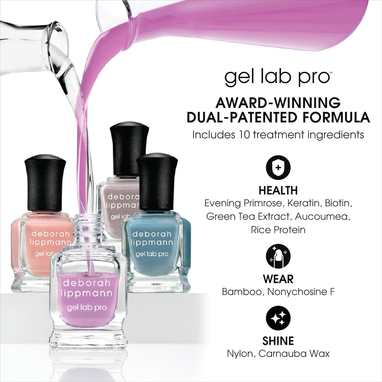 Deborah Lippmann Gel Lab Pro Nail Polish Set, Treatment Enriched Formula for Nail Health, Wear, and Shine, Vegan, No Animal Testing, 21 Free Formula