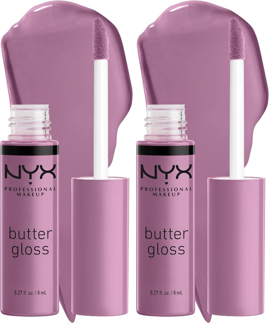 NYX PROFESSIONAL MAKEUP Butter Gloss, Non-Sticky Lip Gloss - Marshmallow (Muted Lilac) (Pack of 2)
