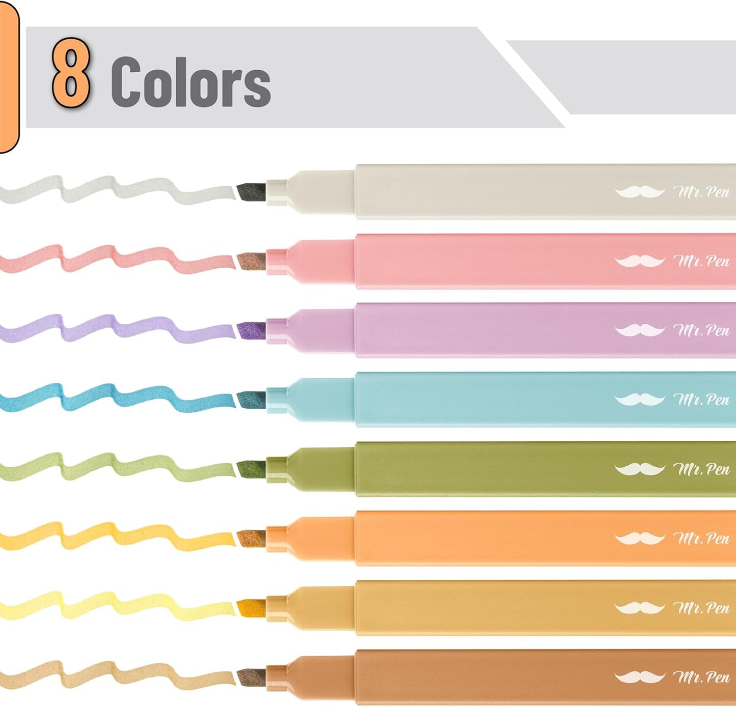 Mr. Pen- Aesthetic Highlighters, 8 Pack, Chisel Tip, Moss Garden, Cute Highlighters Assorted Colors, Back to School Supplies