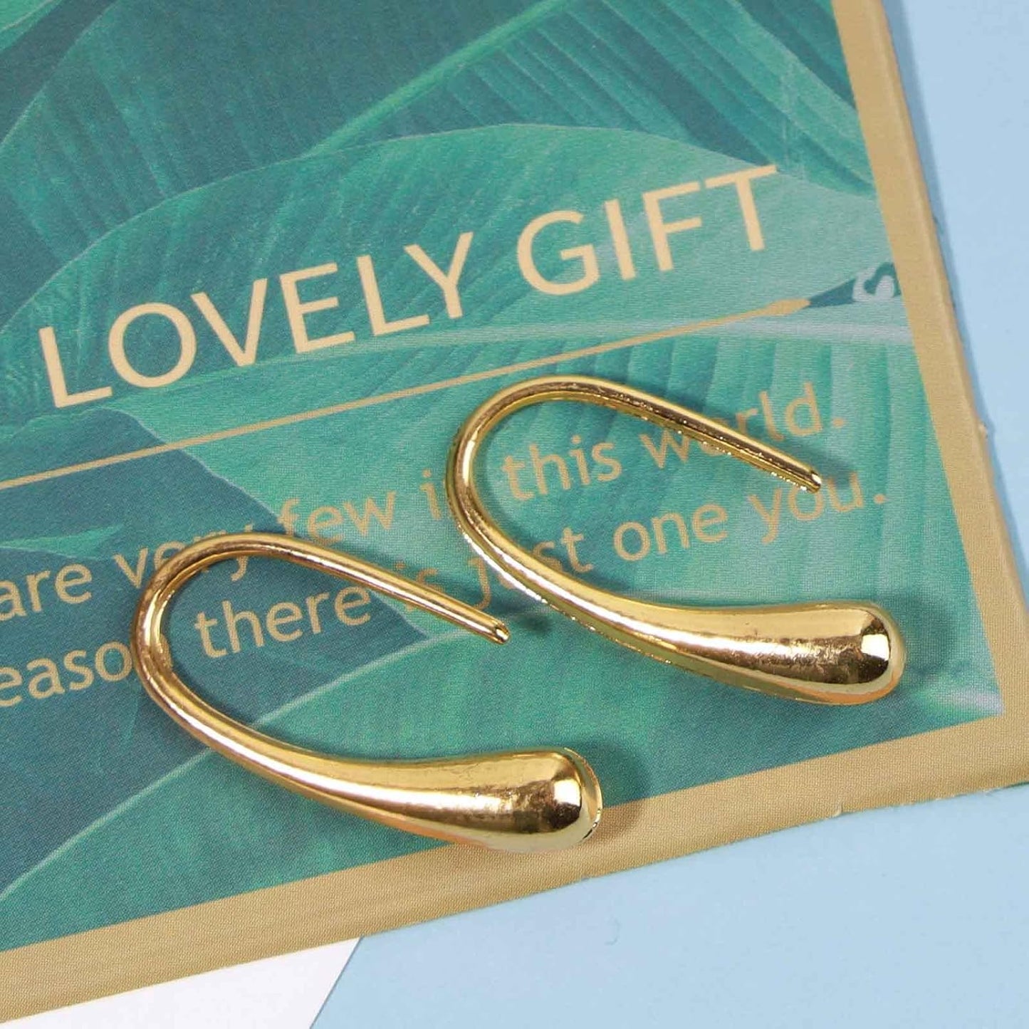 Water Tear Drop Earrings Abstract Droplet Hoop Earrings Gold Hook Threader Earrings Minimalist Drop Dangle Earrings Jewelry for Women and Girls Gifts