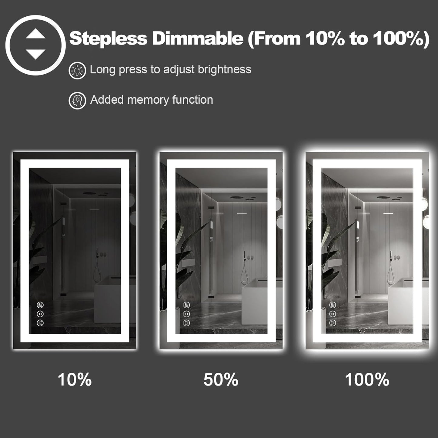 Amorho LED Bathroom Mirror 48'' X30'' with Front and Backlit, Stepless Dimmable Wall Mirrors with Anti-Fog, Shatter-Proof, Memory, 3 Colors, Double LED Vanity Mirror (Horizontal/Vertical)