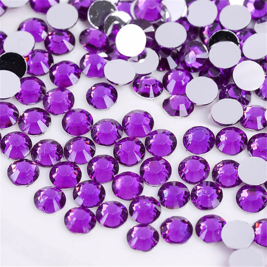 500 Pieces SS30 6mm Flatback Rhinestones Clear Glass Round Gems Crystals for Nail Art DIY Crafts Clothes Shoes Bags （Purple）