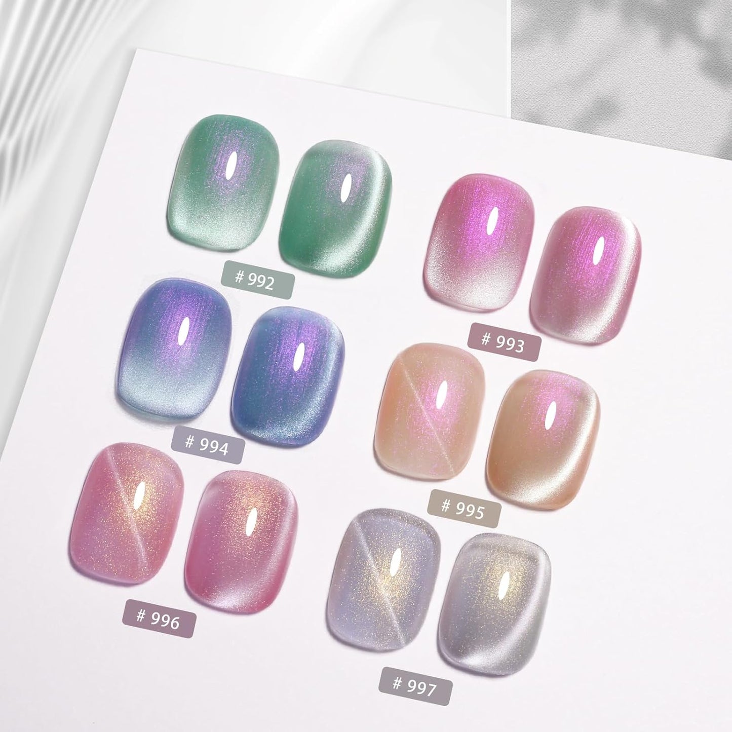 Imtiti Aurora Cat Eye Gel Polish, Pearl White Grey Holographic Glitter Magnetic UV Soak Off Gel Nail Polish (0.34 Fl Oz-997)