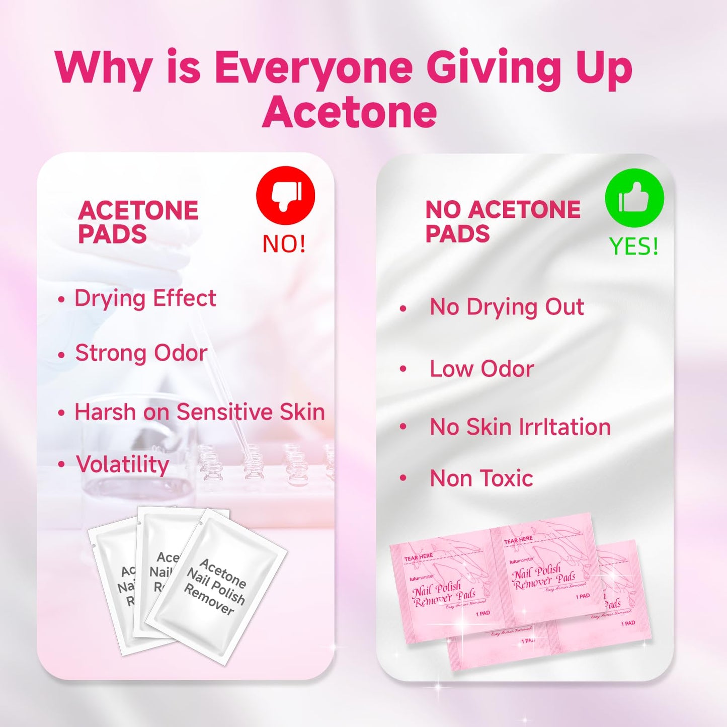 Nail Polish Remover Pads 100 Pack Gel Nail Polish Remover Wipes - Individually Wrapped - Quick Nail Polish Remover Wipes - Fingernail Travel Kit to Clear Nail Polish for Home & Professional Removal