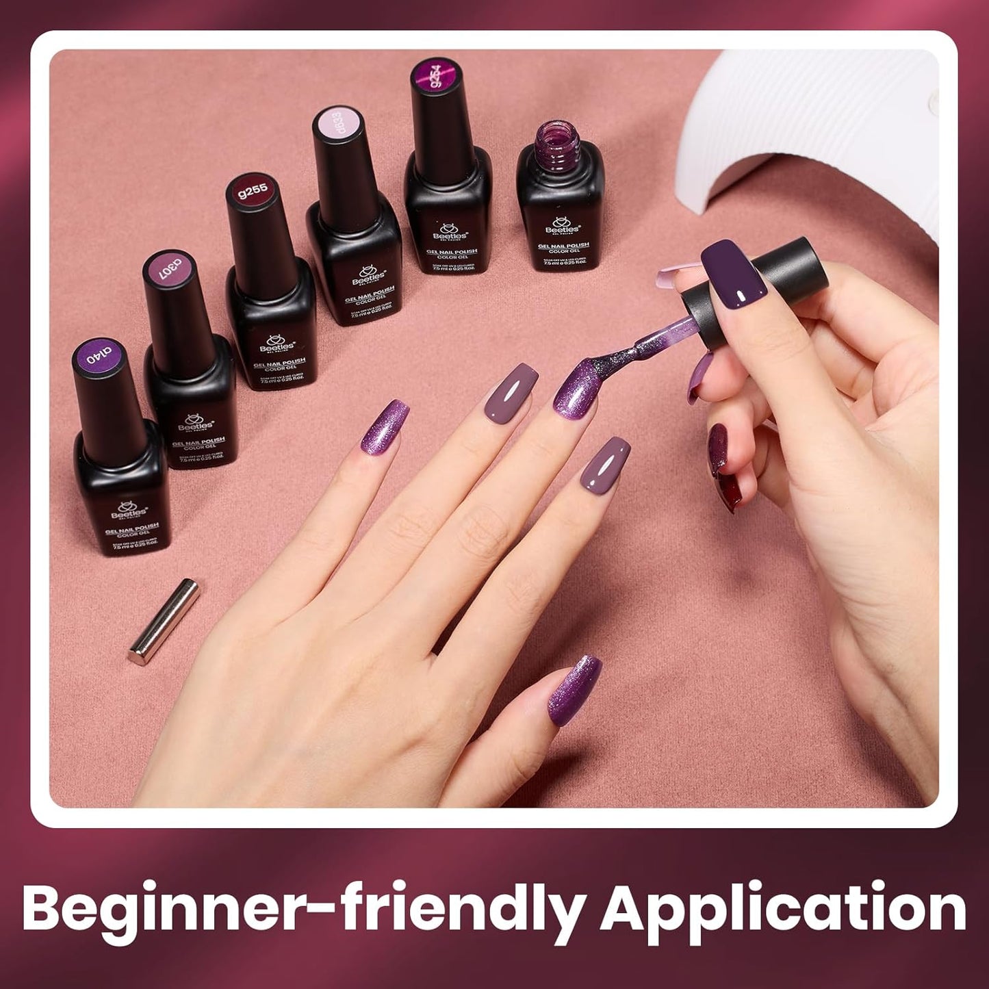 beetles Gel Polish Purple Gel Nail Polish Set - Muse Of Midnight Winter Deep Dark Light Purple Glitter Cat Eye UV Led Needed Soak Off DIY Salon Home Nail Art Gifts for Women