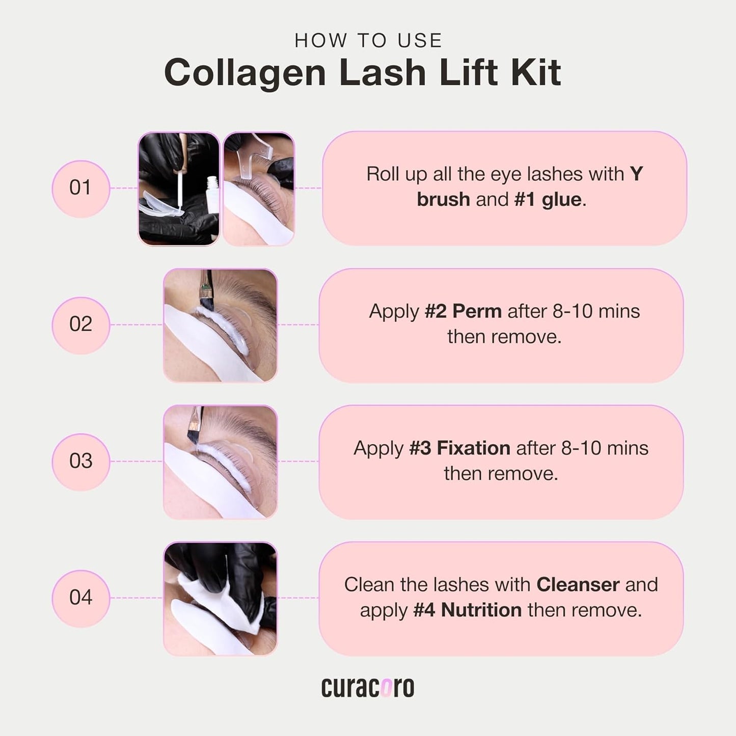 Curacoro Lash Lift Perm Lotion - Professional Eyelash Perm Kit, Semi-Permanent Lash Curling, Nourishing Collagen, Hygiene Safe & Easy to Clean, Professional Use (Step 2)