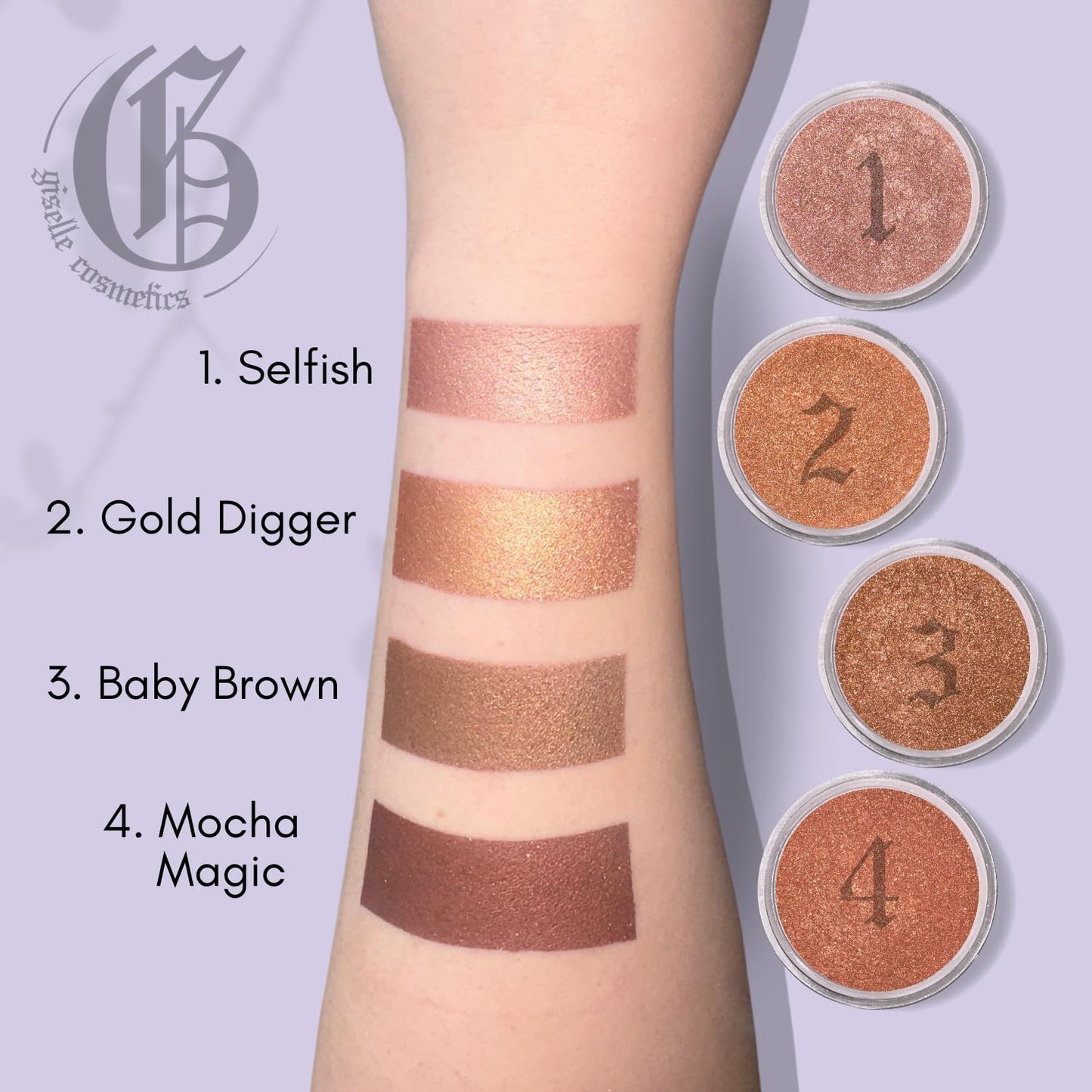 Selfish Bronzer: Organic Makeup with Eyeshadow Palette, Highlighter Makeup, Face Powder, Contour Palette, Travel Size Makeup - Glow, Gold Digger, Dark Bronzer, Loose Powder Makeup