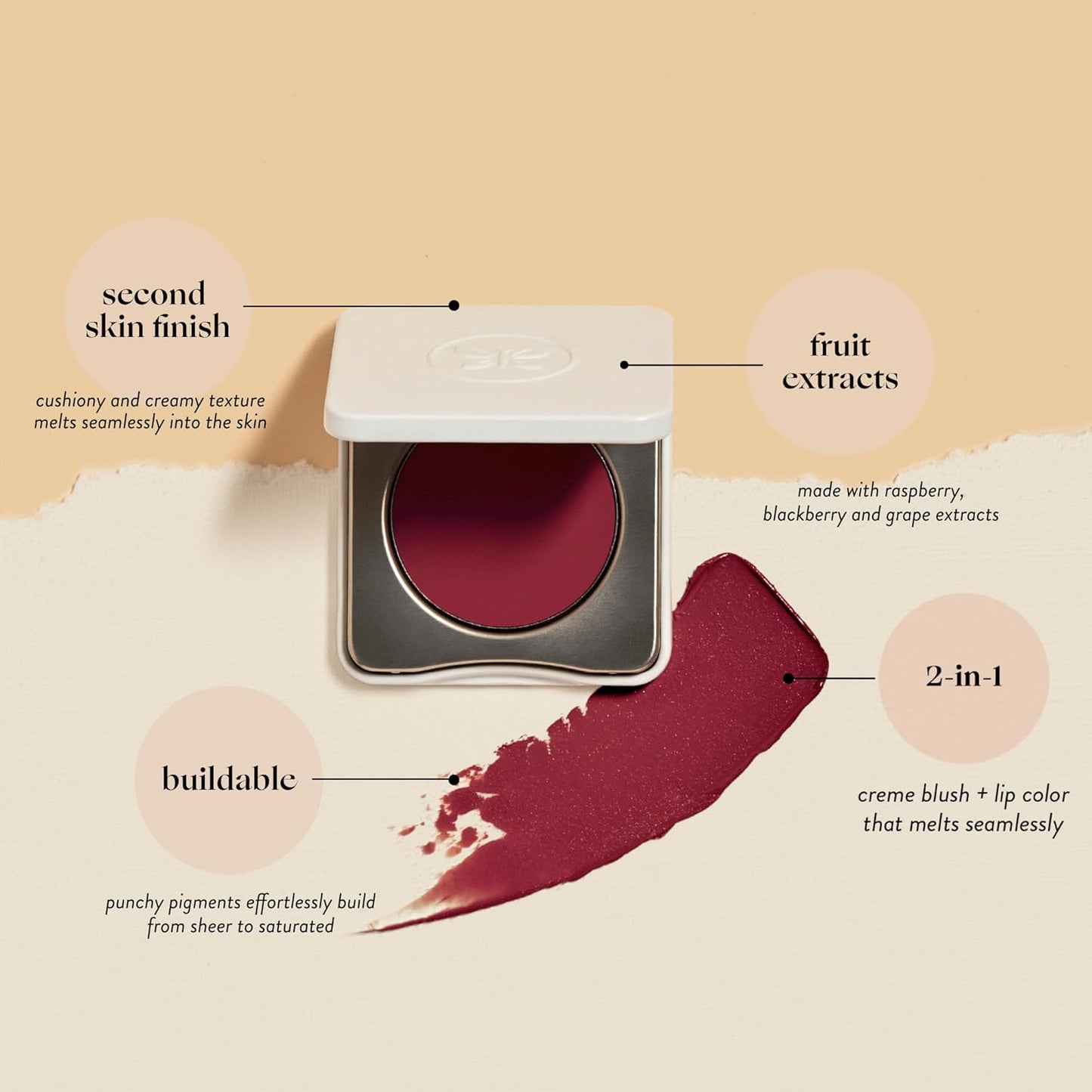 Honest Beauty 2-in-1 Creme Cheek Blush + Lip Color | EWG Verified, Vegan + Cruelty Free | Plum Berry, .1 oz