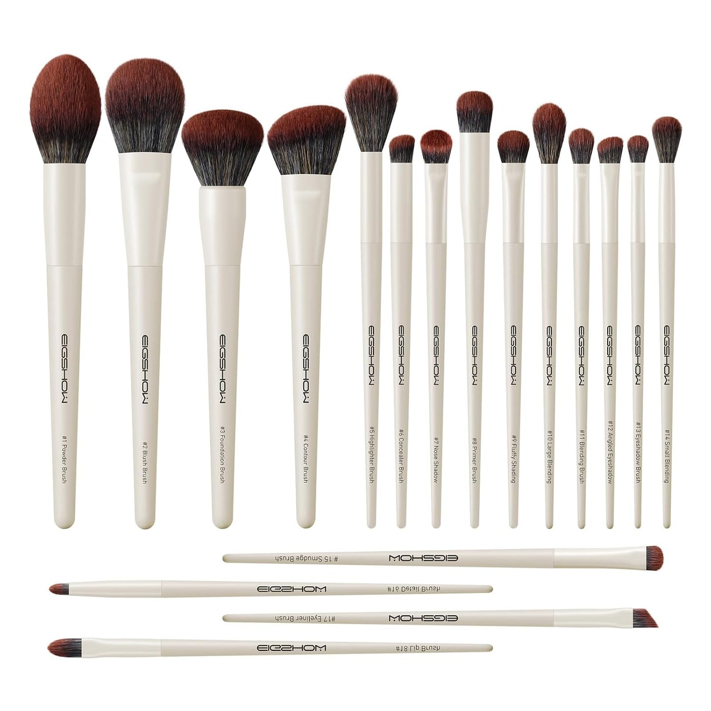 EIGSHOW Makeup Brushes, 18Pcs Professional Make Up Brush Set with Lables, For Foundation, Blush, Contour, Eyeshadow, Eyeliner, Cruelty-Free Vegan (MUA PRO)