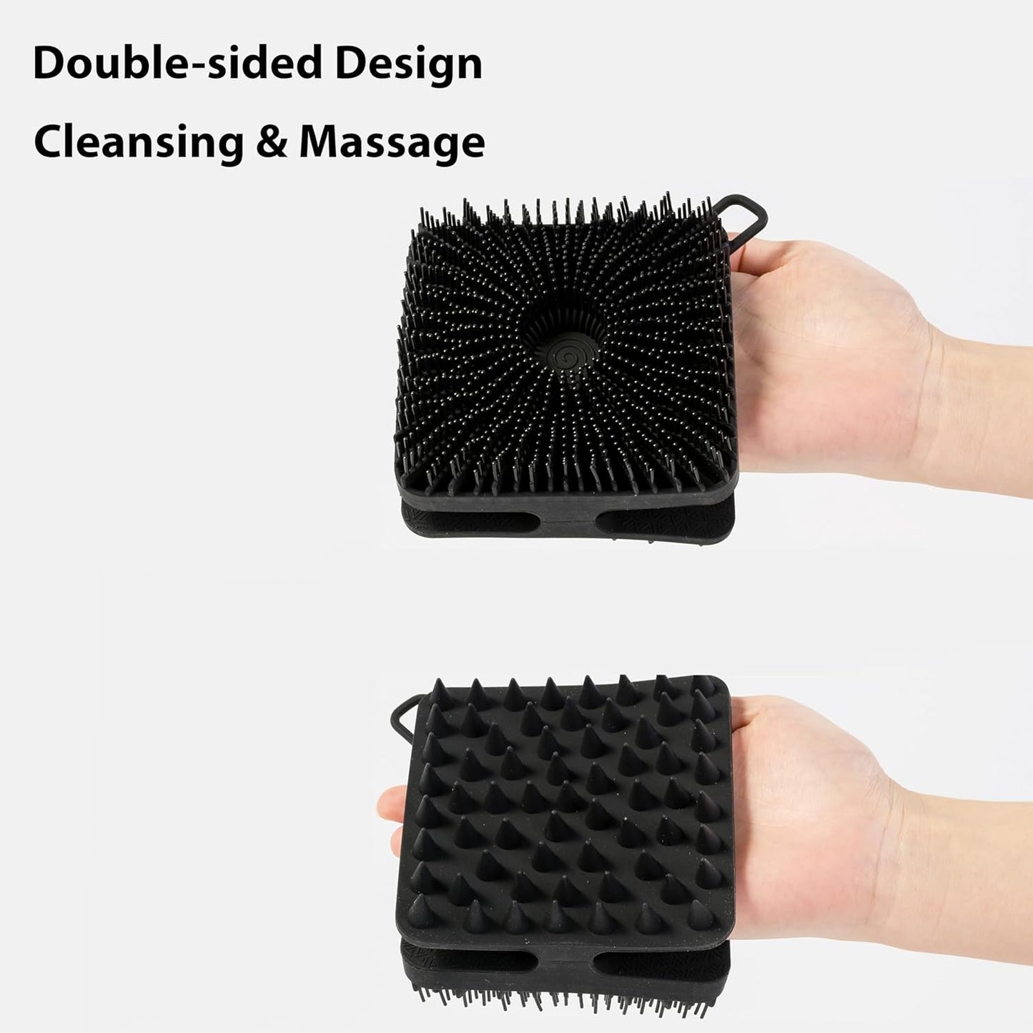 2 PC Silicone Exfoliating Body Scrubber, Silicone Body Shampoo Brush, Soft Silicone Loofah for Sensitive Skin, Shower Silicone Hair Scalp Massager, Easy to Clean, Lather Well(Black&Green)
