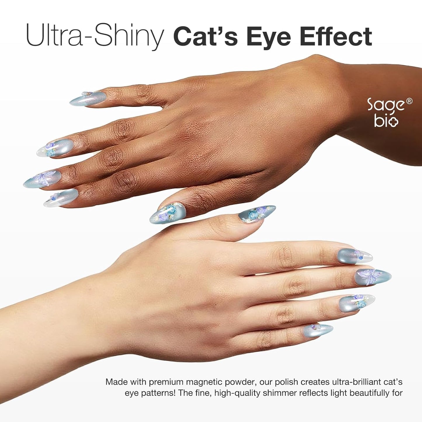 15ml Cat Eye Gel Nail Polish with Magnet Shimmer Glass Bead Effect 06