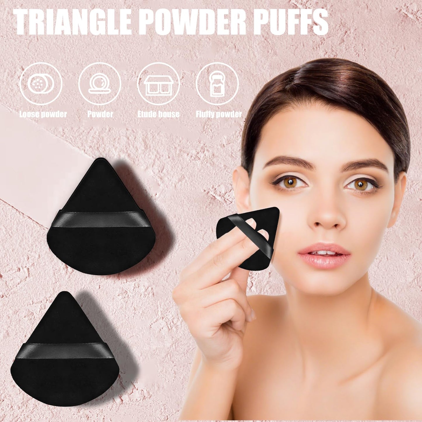 100PCS Black Triangle Powder Puff Face Makeup Powder Puffs Sponge Soft Powder Puffs for Loose Powder Cosmetic Foundation