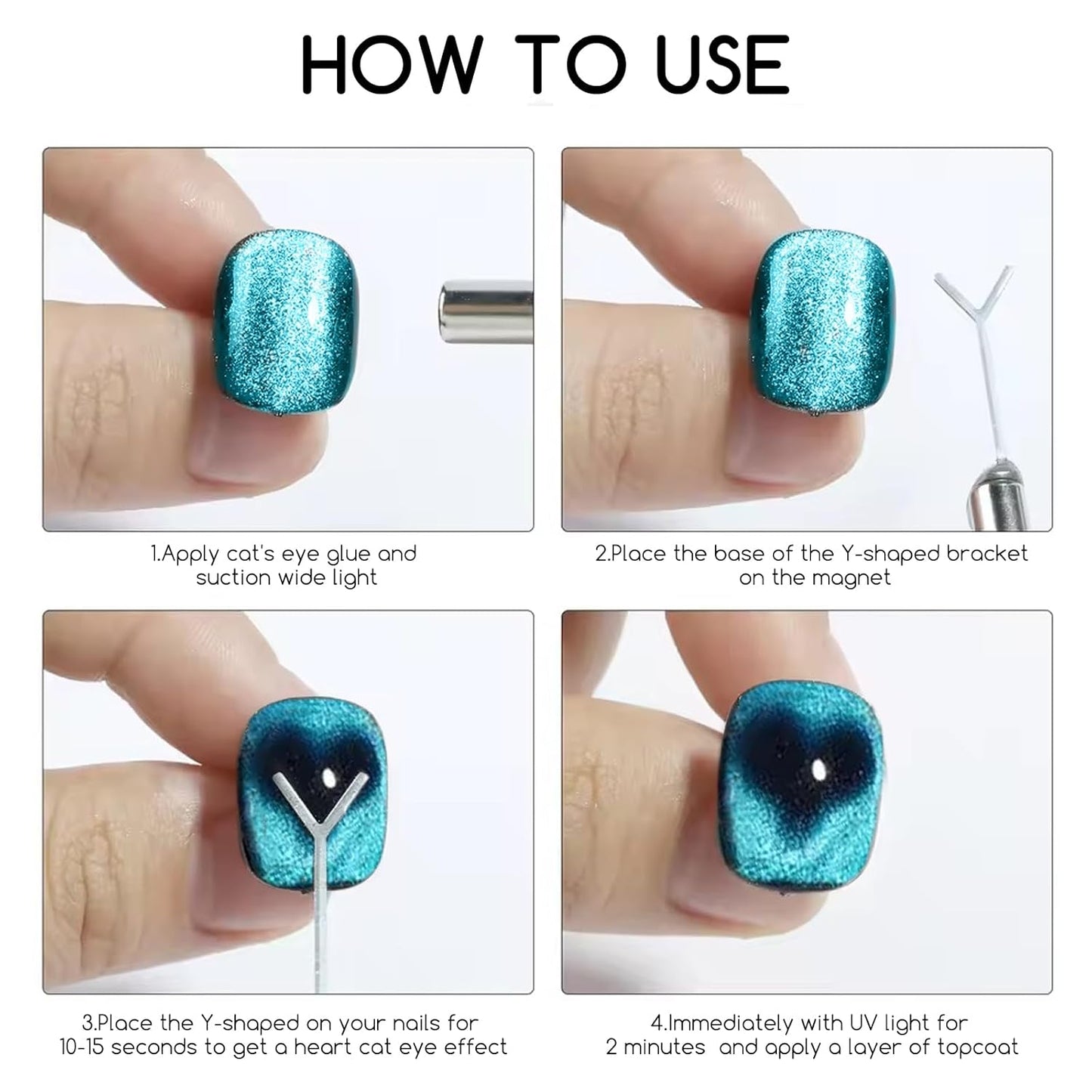 24 Pcs Cat Eye Magnet for Nails + 3 Y-Shaped Metal Brackets for Heart Cat Eye Effect Cylindrical Nail Magnet Magnetic Beads Magnet Double Ended Flower Magnet Stick for Cat Eye Nail Polish