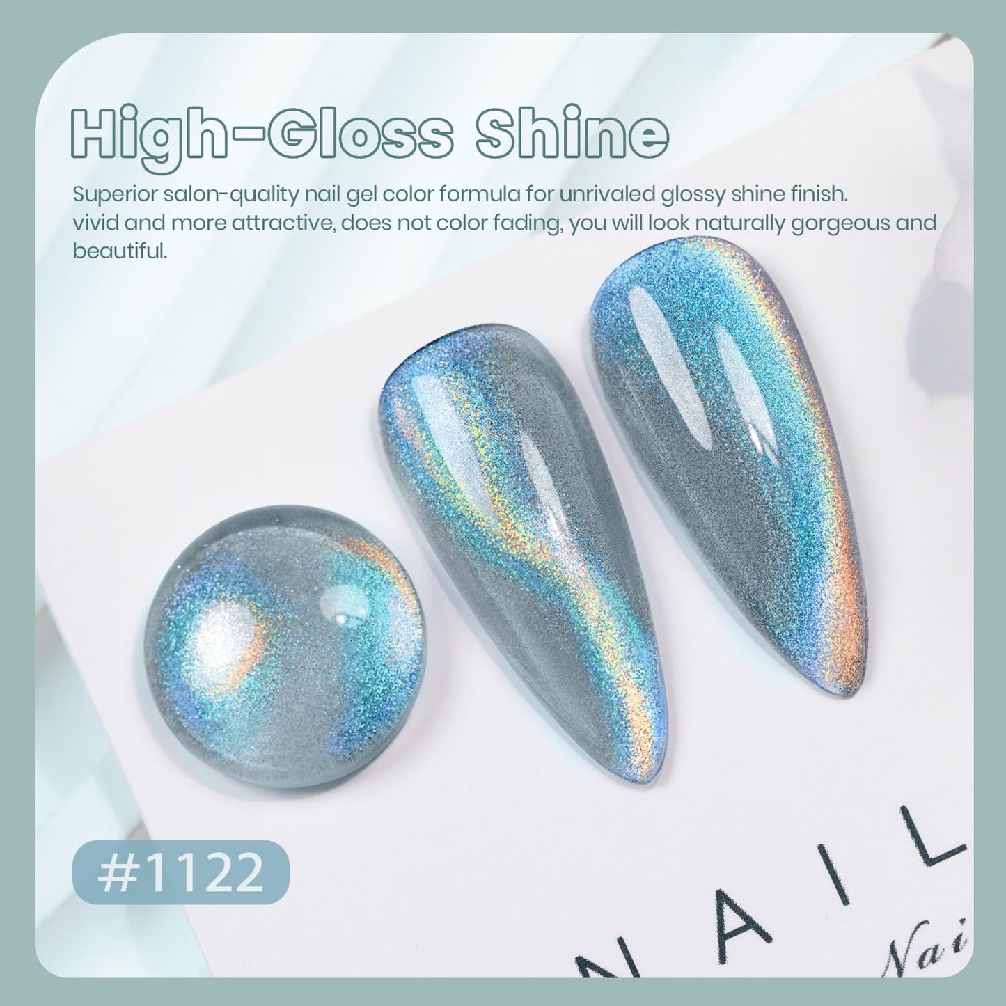 RARJSM Blue Aurora Cat Eye Gel Nail Polish Multichrome Green Orange Color Glitter Candy Glass Diamond Cat Eye Gel Polish with Magnet Stick Soak off UV LED Curing Requires Home Salon Diy Nail Art