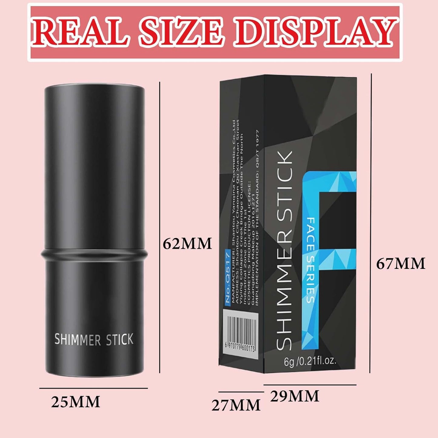 Cream Contour Blush Stick,Long Lasting Waterproof Blush Stick for Cheeks&Lips Multipurpose Face Highlighting Concealing Cream,Shimmer Contour Stick Makeup for Women（Rose Red）