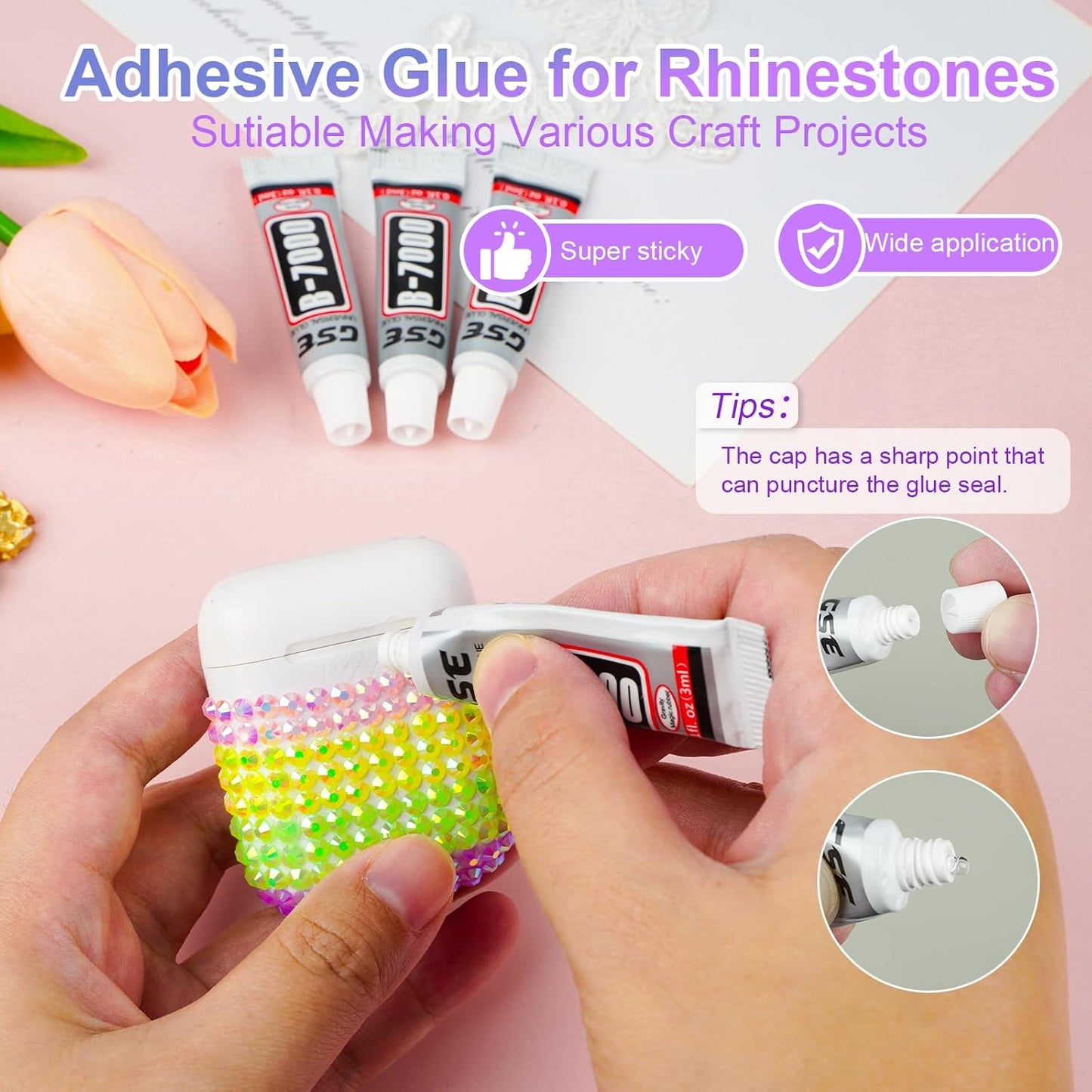 Canvalite 18000PCS Nail Rhinestones for Crafting, Multicolor 3mm Flatback Rainbow Gems, Bedazzling Crystal with 4Pcs 2.5g Jewelry Glue for DIY Crafts Clothing Shoes Nail Art,Stocking Stuffers Gifts