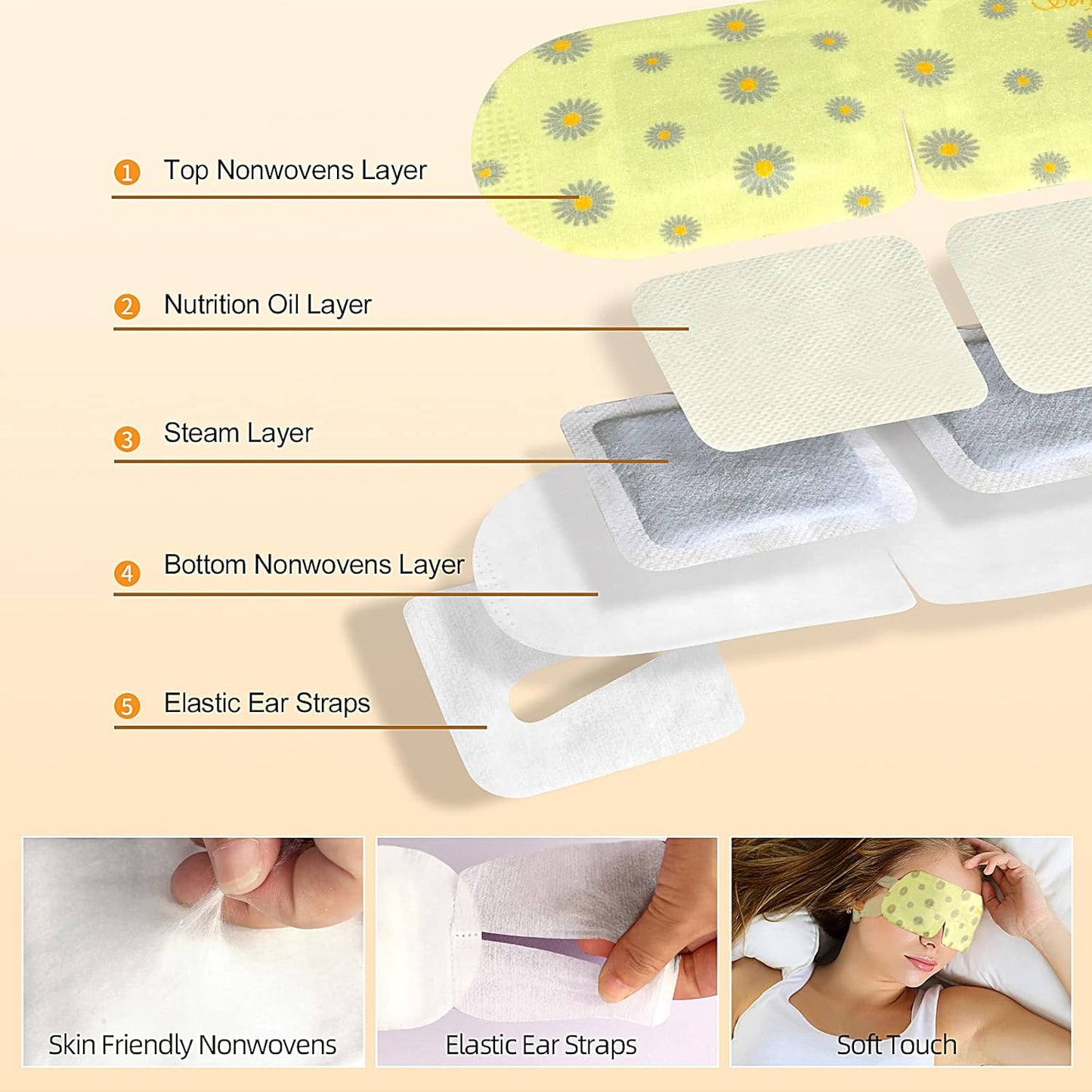 Serfeymi 16 Packs Steam Eye Mask for Sleeping, Self Heating Warm Eye Mask Skincare Disposable Eye SPA Heated Eye Mask for Dry Eyes Dark Circles Tired Eyes, Gifts for Mother's Day(Chamomile)