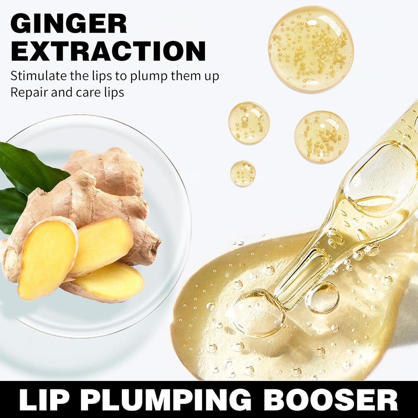 Erinde Lip Plumper Gloss, Natural Ginger Lip Plumping Booster Lip Plumping Oil, Ultra-Hydrating & Nourishing Plump Lip Plumper, Glossy Finish Fuller Lip Plumping Lip Gloss for Women Girls, G07
