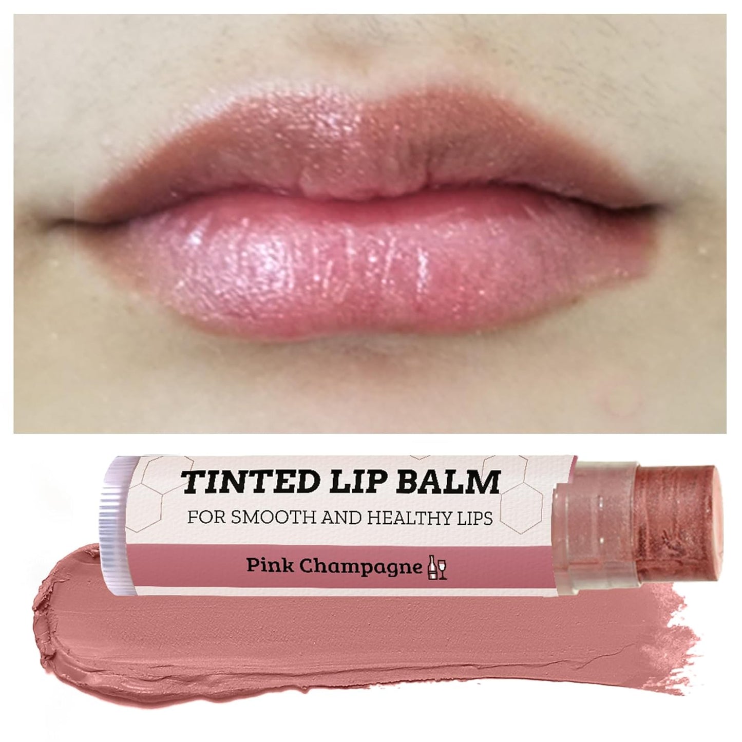 Earth's Daughter Tinted Lip Balm 4-Pack of Pink Champagne Color - Beeswax, Coconut Oil, Cocoa Butter, Vitamin - Moisturize and Beautify - Paraben Free