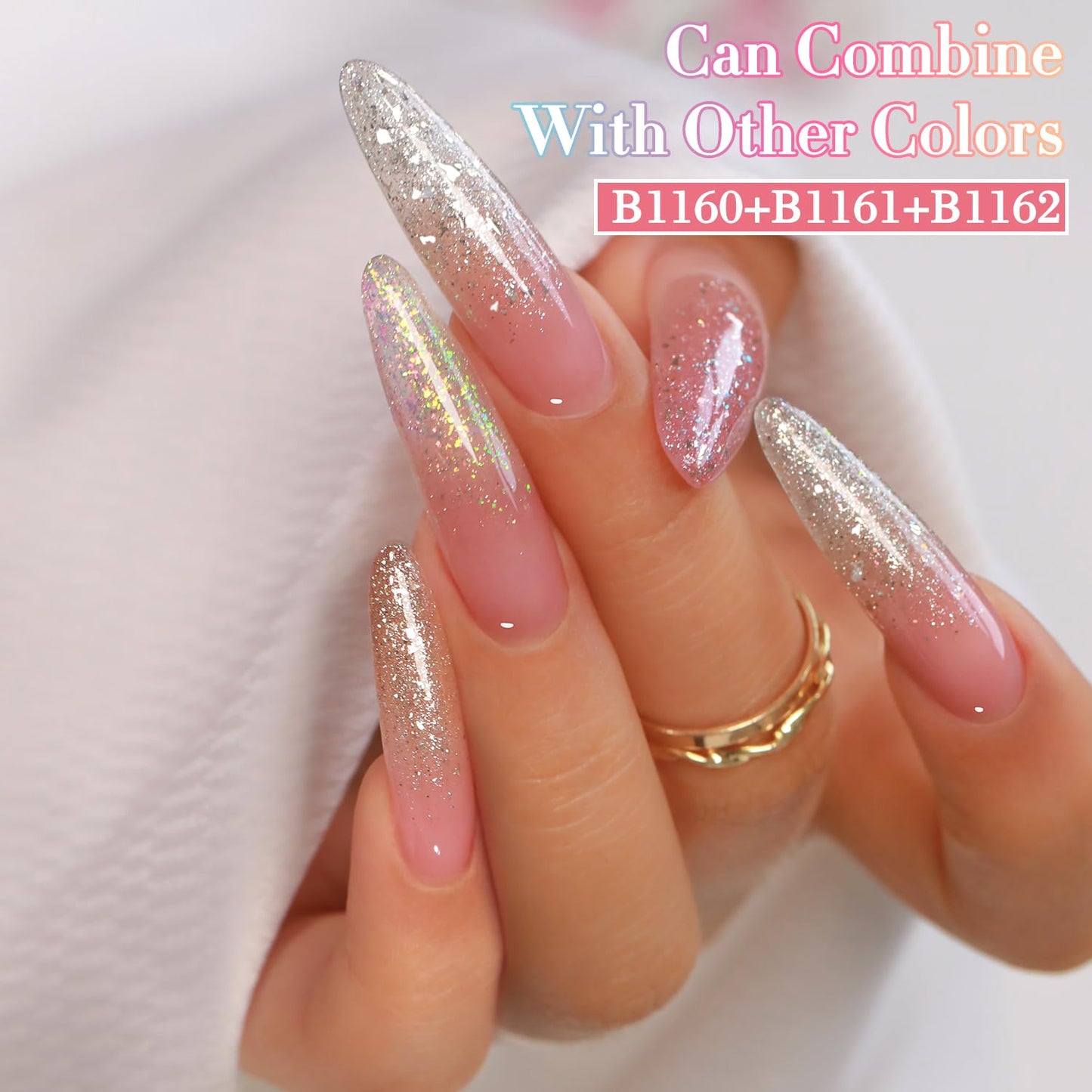 Double Rhythm 0.5Oz Glitter Gel Polish Shimmer Reflective Color for Nail Art Salon DIY Soak Off 15ml Nail Lamp Gel Polish at Home (Pastel Rose-B1164)