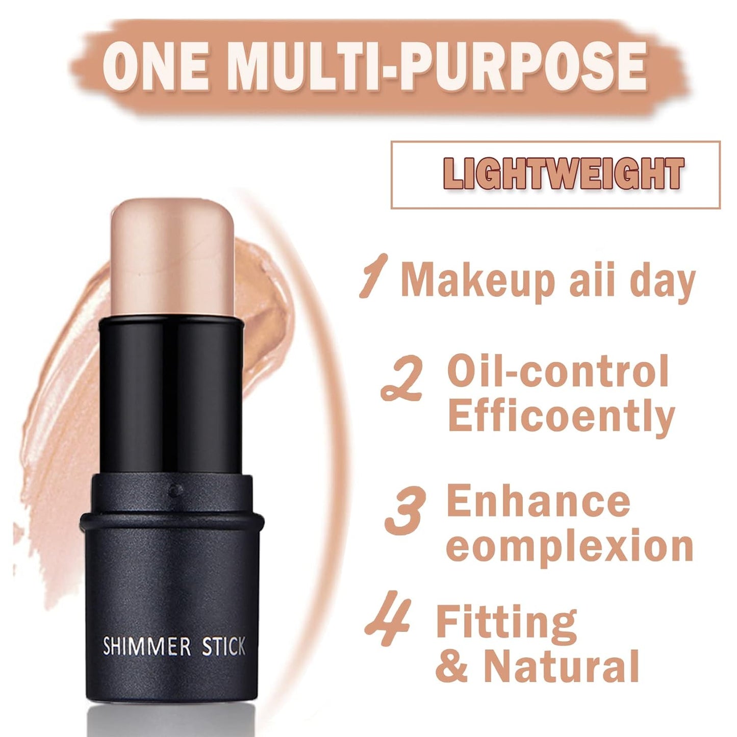 CAHIUYOA Cream Contour Stick,Highlighter Bronzer Stick Makeup Waterproof Light Face Cosmetics,Moisturize Long Lasting Cream Contour Bronzer Highlighter Makeup Stick - 01