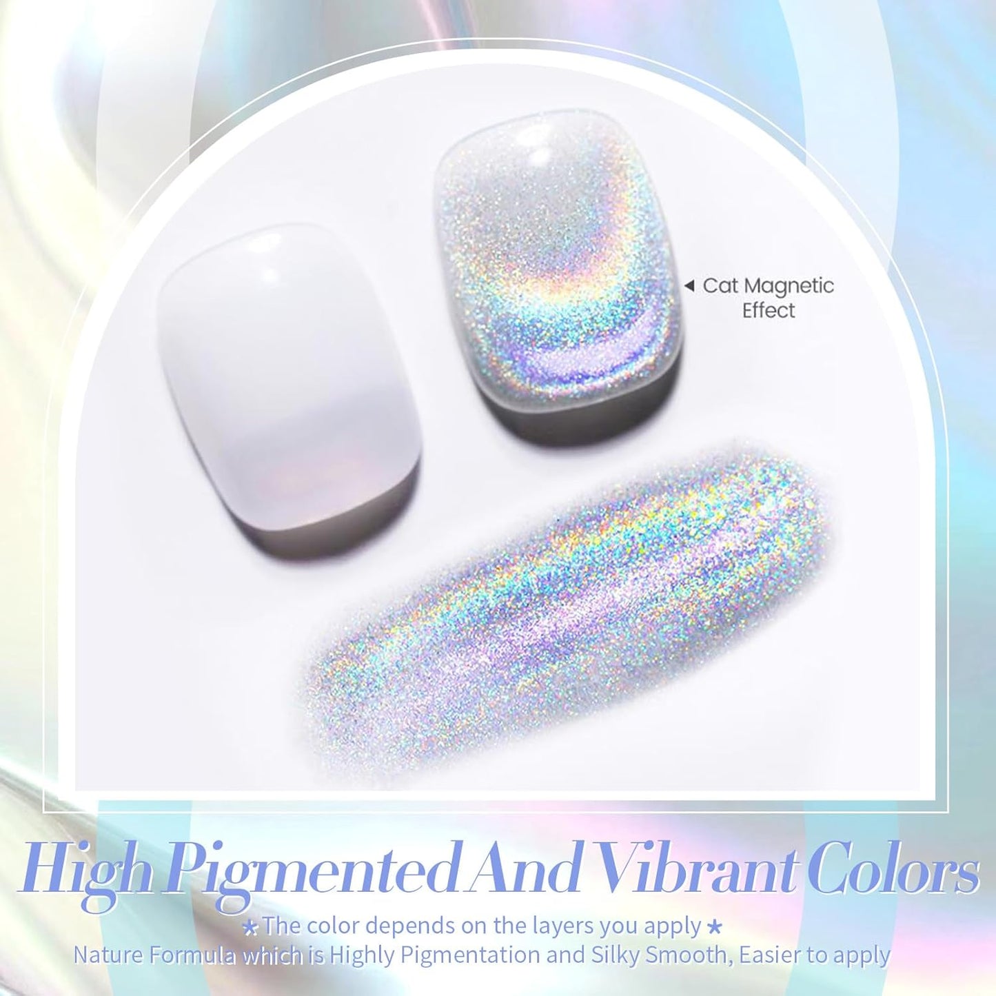 Born Pretty Magnetic Gel Nail Polish Silver Holographic Cat Magnetic Eye Gel Polish Nail Gel Soak Off Nail Art Salon Manicure Collection Gift