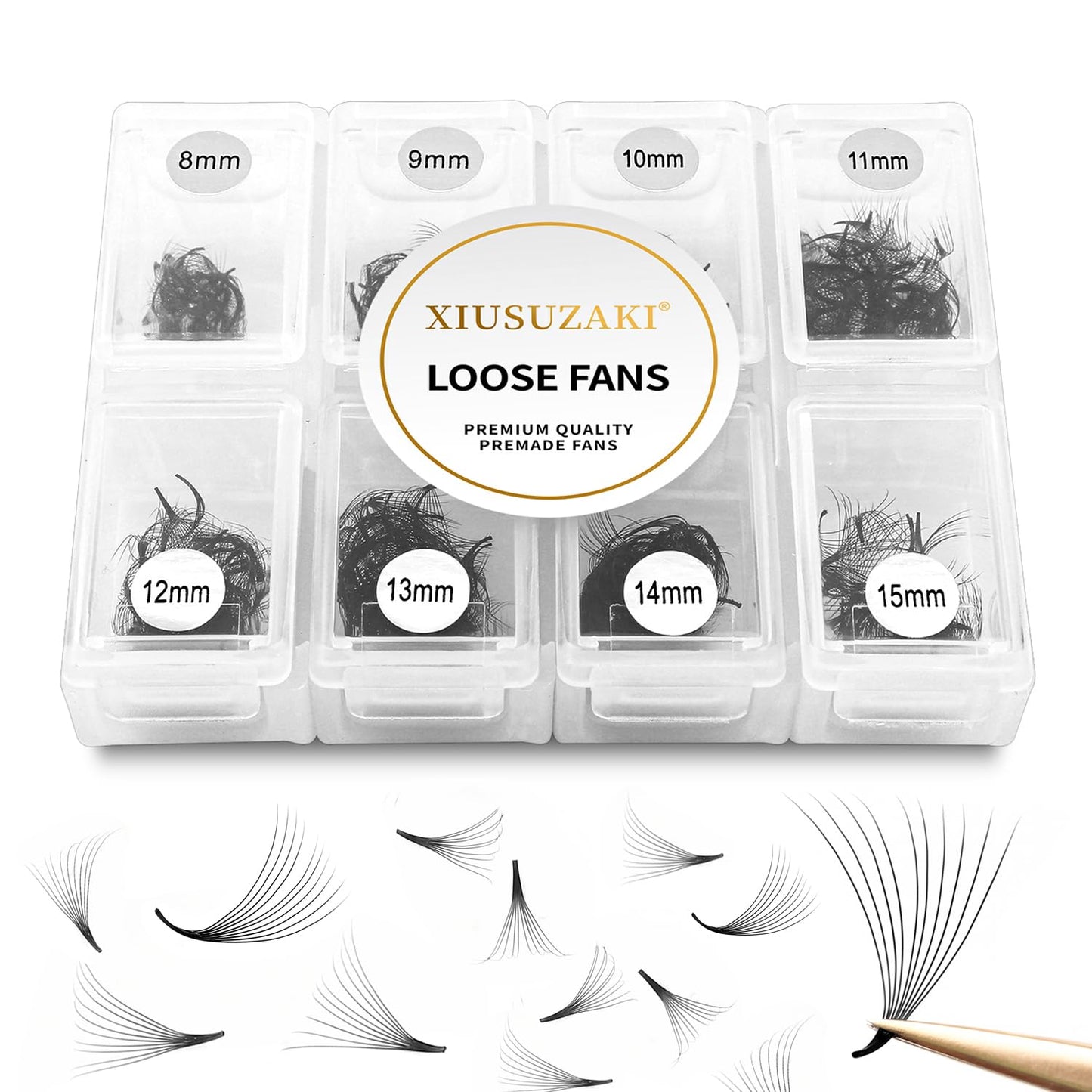 Premade Fans Eyelash Extensions 600 Fans 16D Volume Lash Extensions 0.05 Thickness Eyelash Extension C Curl Premade Lash Fans Mix 8-15mm Fluffy Soft Handmade Loose Fan(600Fans-16D-0.05-C,8-15mm)