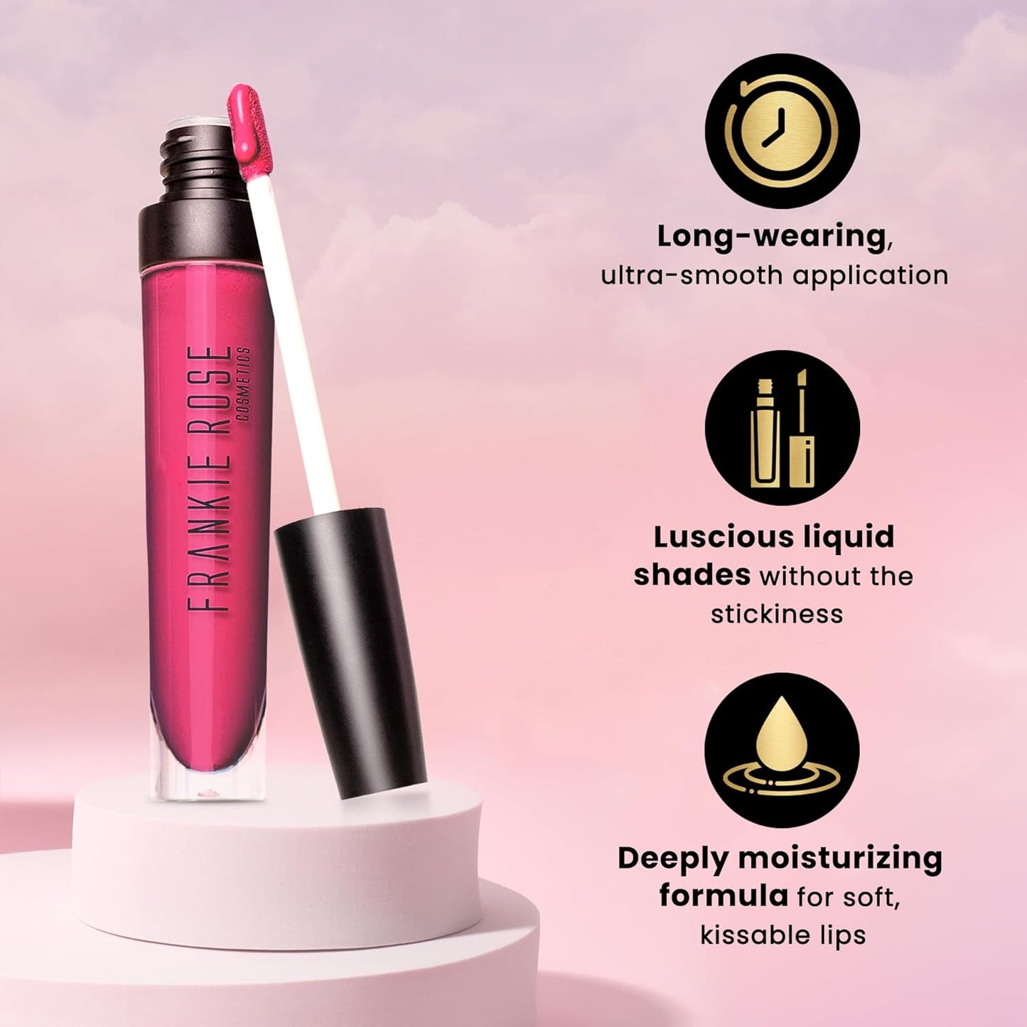 Frankie Rose Cosmetics Lip Gloss | Non-Sticky Formula, Long Lasting Lip Gloss, Bold Pigment & Hydrating Lip Gloss, Crushed Berries Glossy Lip Gloss, 20g