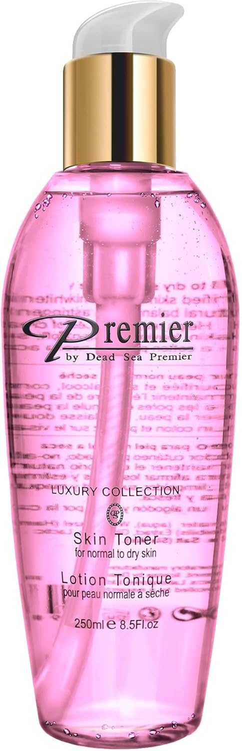 Premier Dead Sea Skin Toner Normal To Oily Skin, pH 5.5 balancing, alcoholic cleanser that is mild and gentle to skin, with natural ingredients of witch hazel and minerals 8.5fl.oz