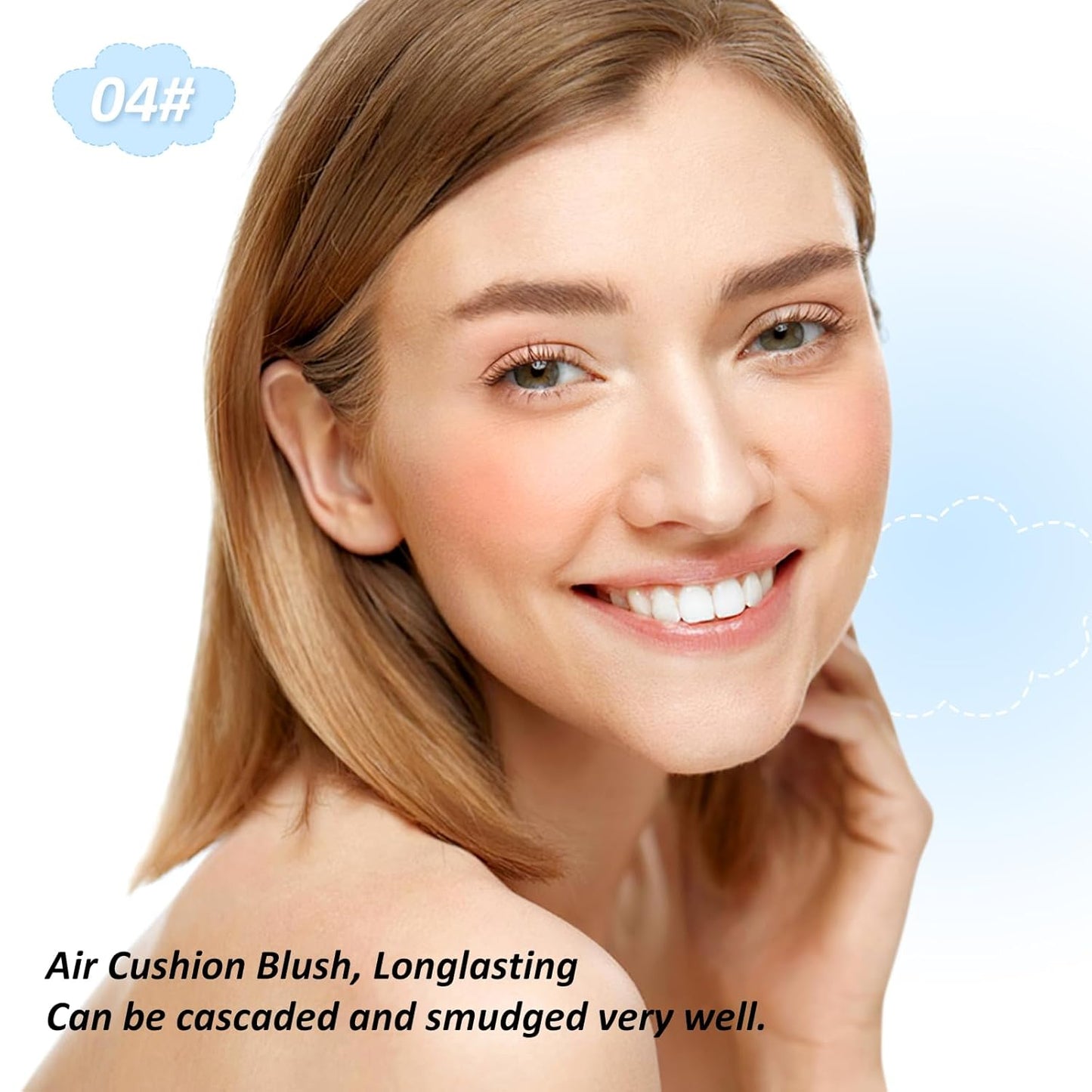 Boobeen Powder Blush for Cheeks, Air Cushion Matte Blush, Natural Highly Pigmented Blush Makeup Easy to Blend, Loose Blush Compact Long-lasting