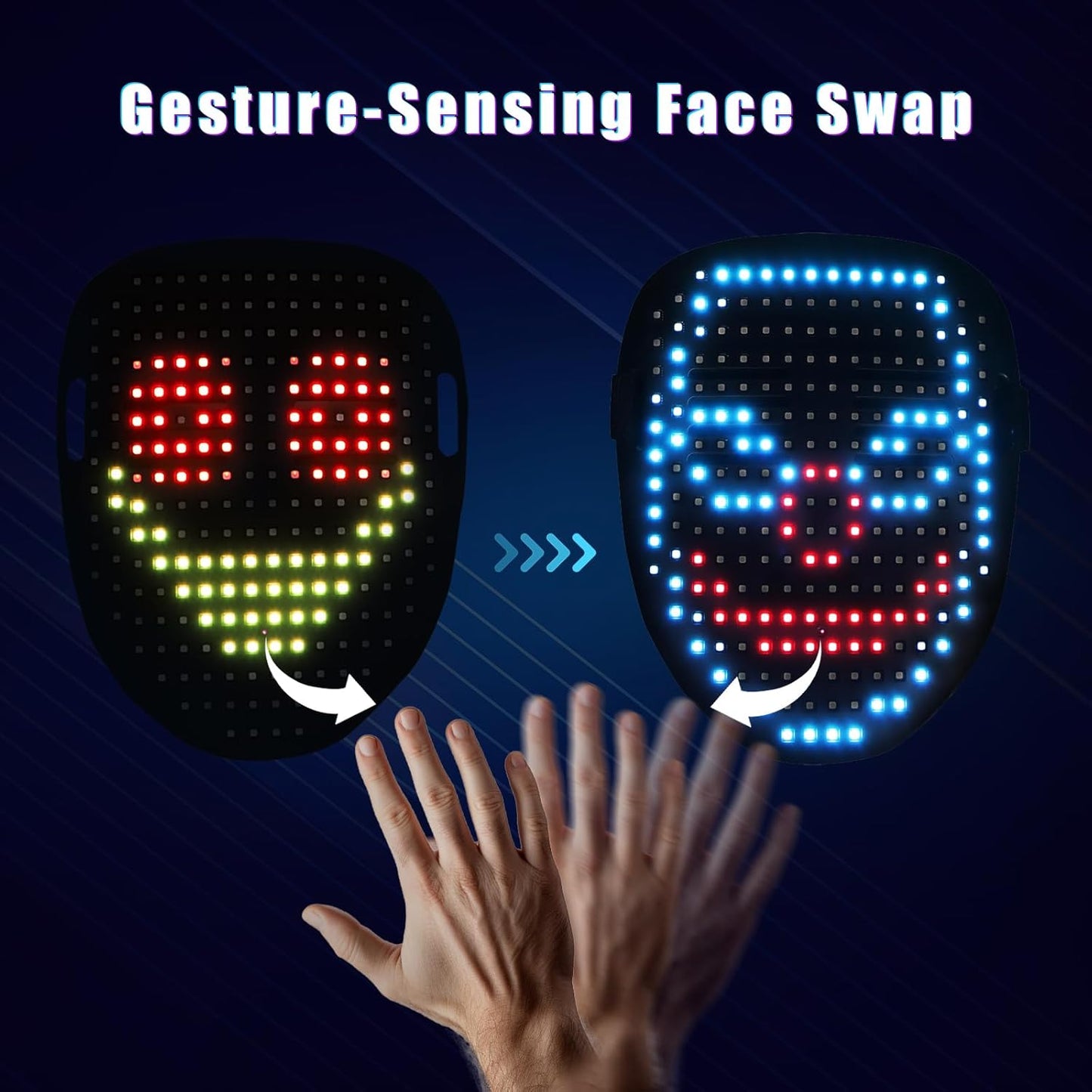 QAQ LED Mask Light Up Mask with Gesture Sensing, Cool Stuff Toys Gifts for Boys Girls, Cool Toys Gifts for Halloween Costumes Christmas Birthday Party