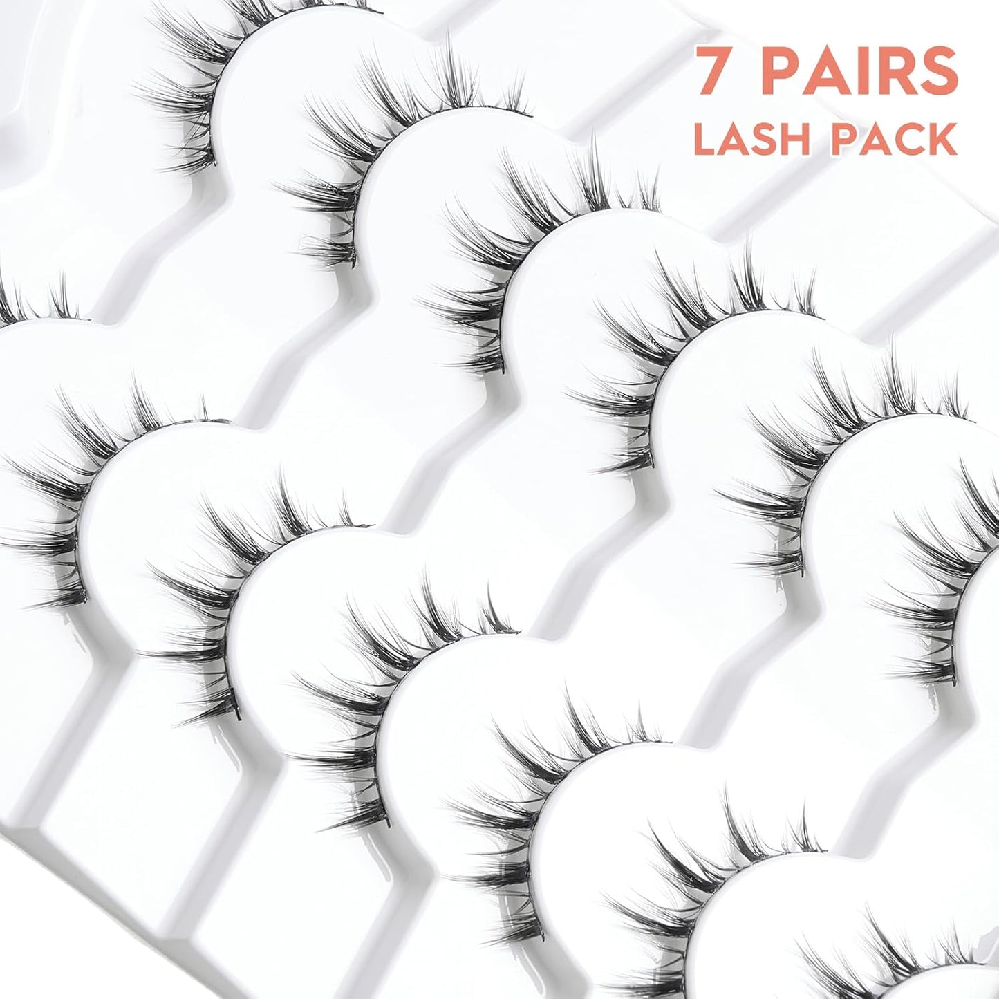Manga Lashes Natural Look Anime Eyelashes Wispy 3D Volume 0.1MM Thin Band Manhua Lash Korean Asian Style 10mm Short Eyelash C Curl 7 Pair Siligli