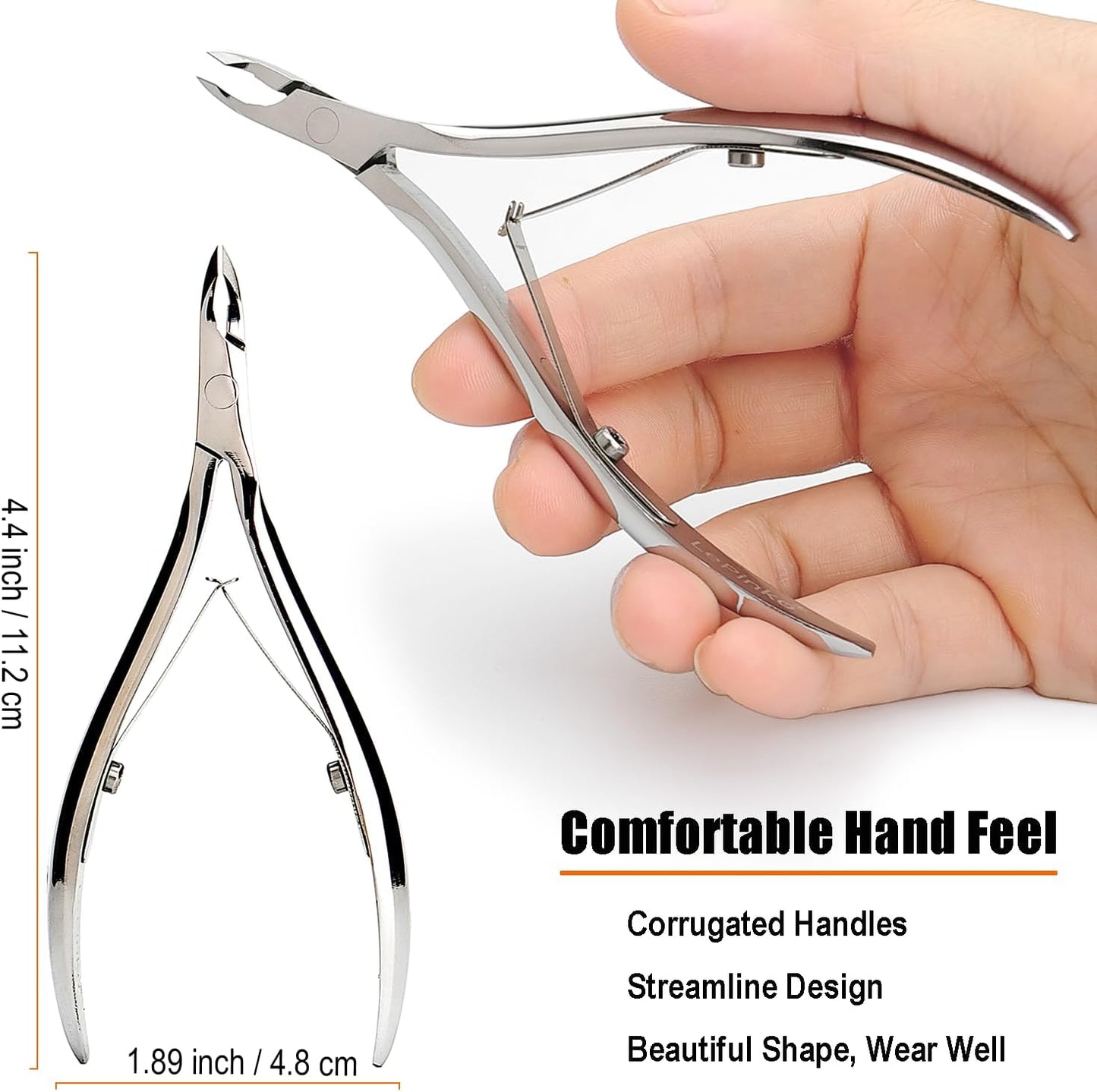 LePinko Salon-Quality Cuticle Trimmer with Cuticle Pusher, Super Labor-saving Cuticle Cutter, Sharp Cuticle Clippers for Manicurist, Professional Pedicure Manicure Nail Care Tool, 5mm Jaw