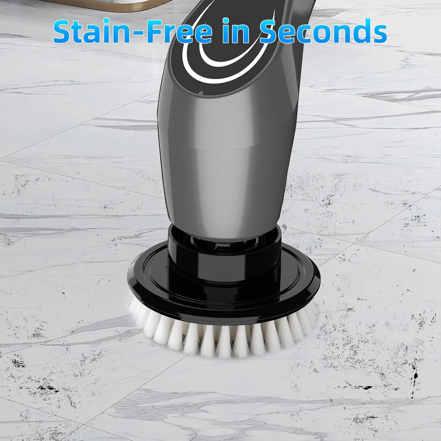 Gray Electric Spin Scrubber, Cordless Spin Scrubber with 8 Replaceable Brush Heads, Electric Scrub Brush with Adjustable Extension Handle, Electric Cleaning Brush for Bathroom, Tile and Bathtub