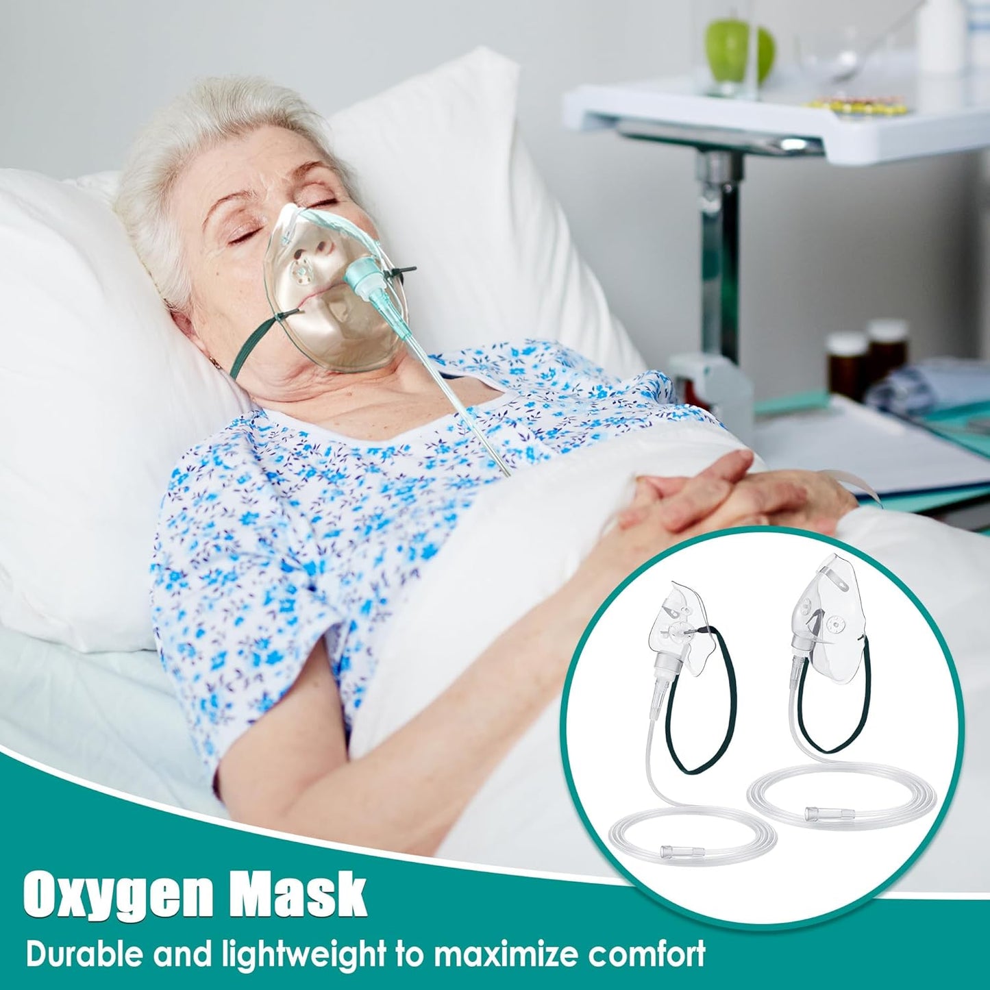 Geiserailie 2 PCS M/L Oxygen Mask with 6.6 Ft Tubing and Adjustable Elastic Strap, Adult Oxygen Mask with Tubing, Transparent Masks for Face Adult