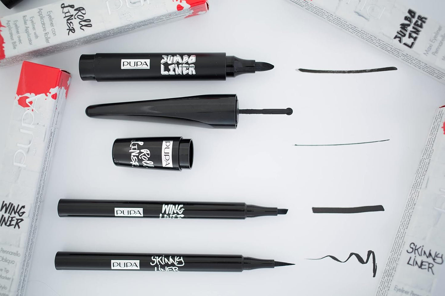 PUPA Milano Vamp! All In One And Skinny Liner Set - Volume Mascara And Ultra-Slim Eyeliner Pen - Naturally Formulated To Lengthen And Strengthen Lashes - Beautiful Gold Handbag - 3 Pc Mascara Kit