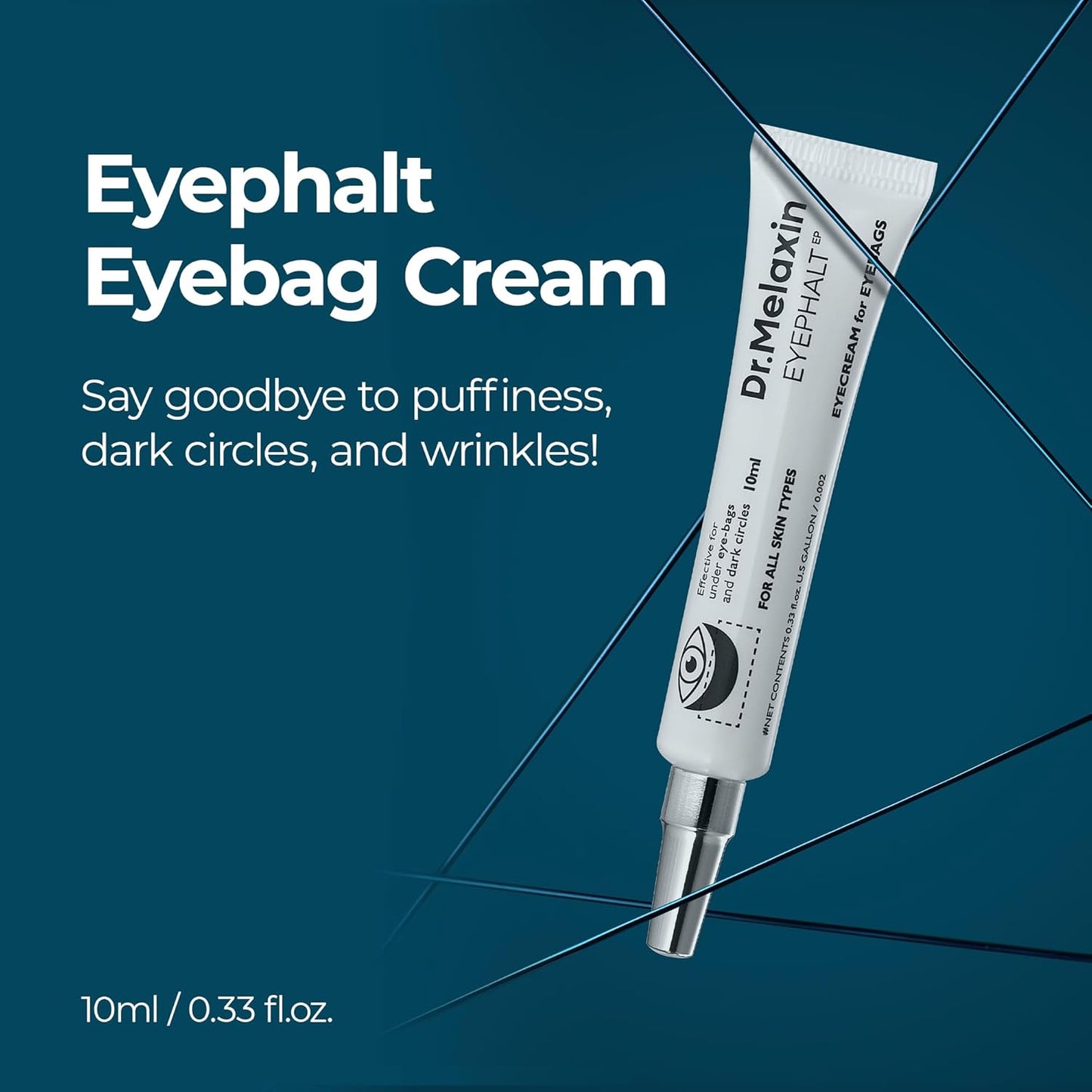 Eyephalt Eyebag Cream for Puffiness, Dark Circles & Fine Lines, Wrinkle, EGF Anti-Aging Under Eye Moisturizer with Niacinamide&Ceramide 0.33 fl.oz.
