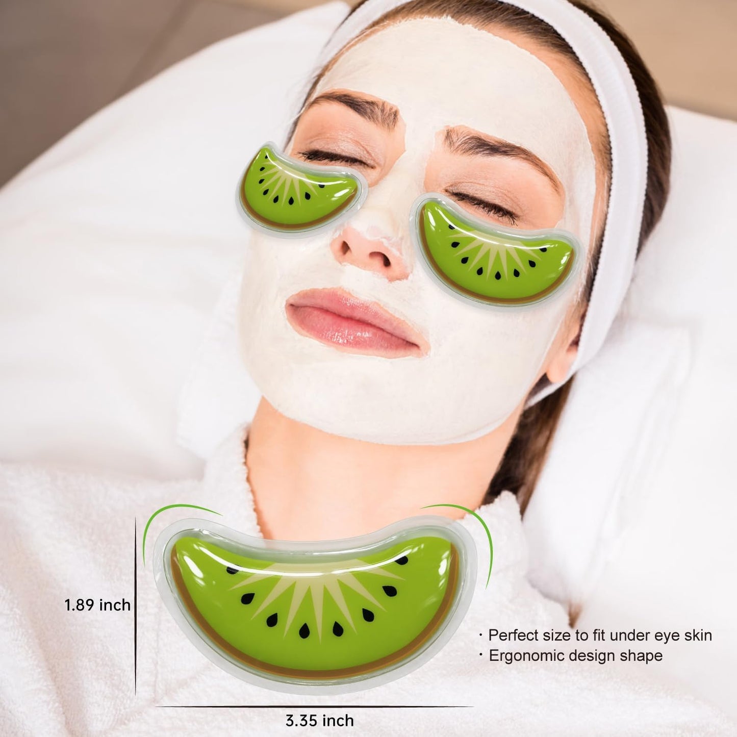 Gel Eye Ice Pack Reusable Cooling Ice Eye Pads and Under Eye Patches, Eye Hot Cold Pack for Eye Relax,Swelling, Eye Redness, Puffy Eyes (Kiwi Fruit)