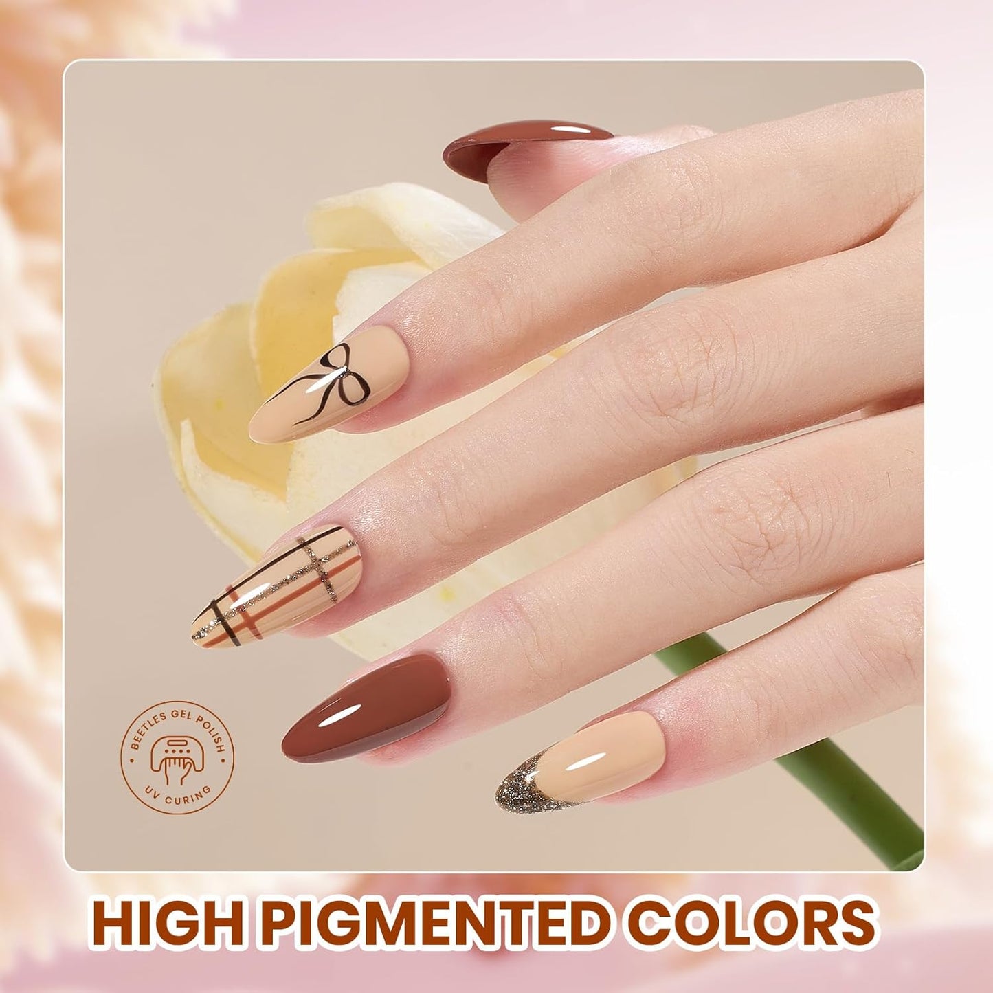 Beetles Fall Gel Nail Polish Set – Winter Sonata Gel Polish, 20 Colors Brown Burgundy Red Green Glitter Soak Off UV LED Gel Polish Kit with Base Coat Glossy Matte Top Coat Manicure Gift for Women