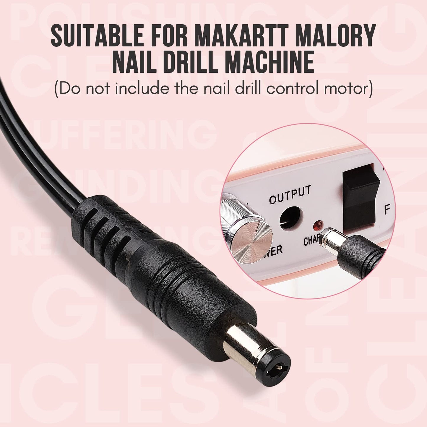 Makartt Nail Drill Handpiece for Malory, 30000RPM Rechargeable Electric File Machine Replacement for Manicure Art Tool, Professional Gel Polish Acrylic Powder Remover