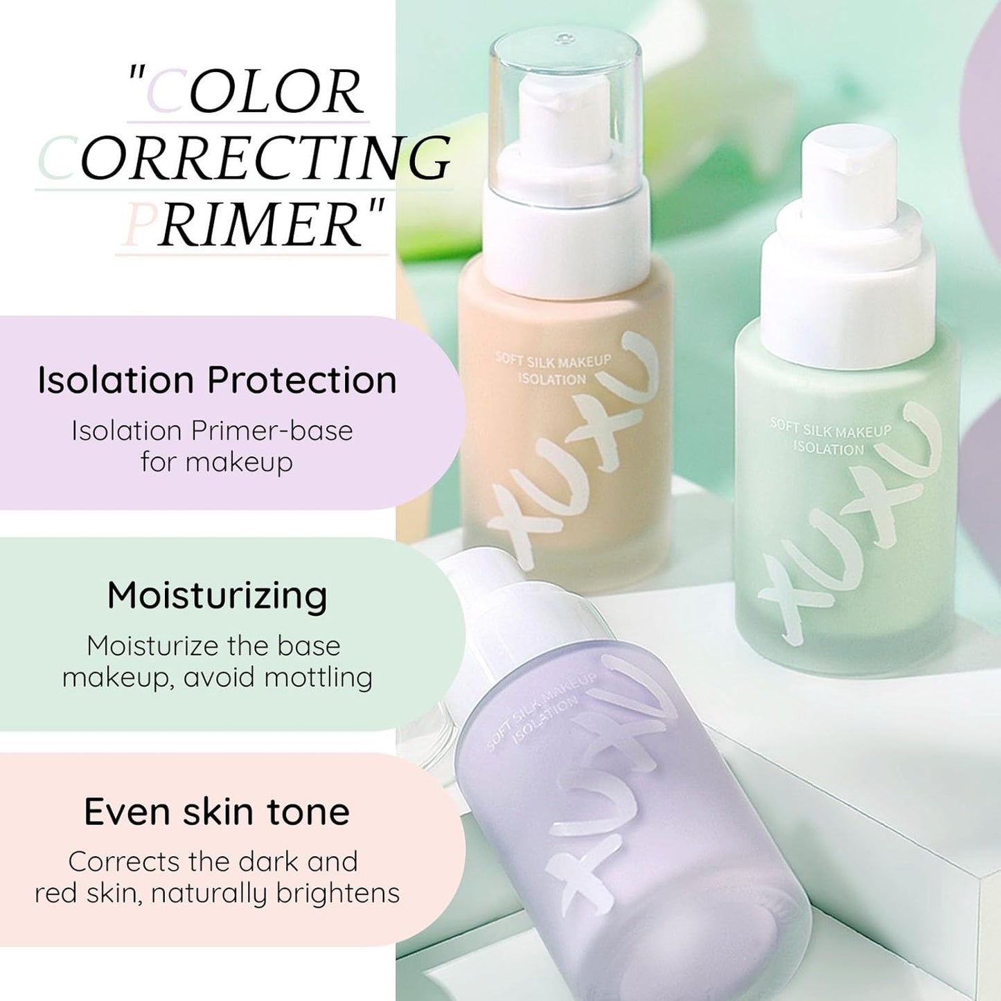 Color Correcting Makeup Primer, Tinted Face Primer Moisturizer Even Skin Tone Blur Pores Smooth Lines Hydrate Makeup Pore Primer Base Tone Correct- Natural Color 30ML