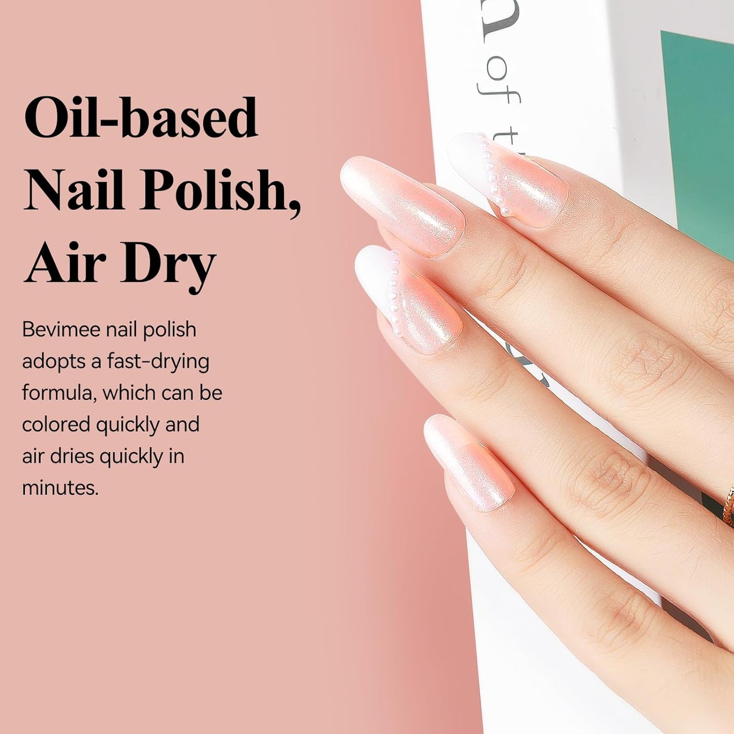 Nail Polish, Air Quick Dry, Light Pink Shimmer Nail Lacquer Non-Gel Nail Art Polish Fast Drying Nail Pigment Oil-based Holographic Fingernail Concealer Polish, 1PC 12ML Long Last