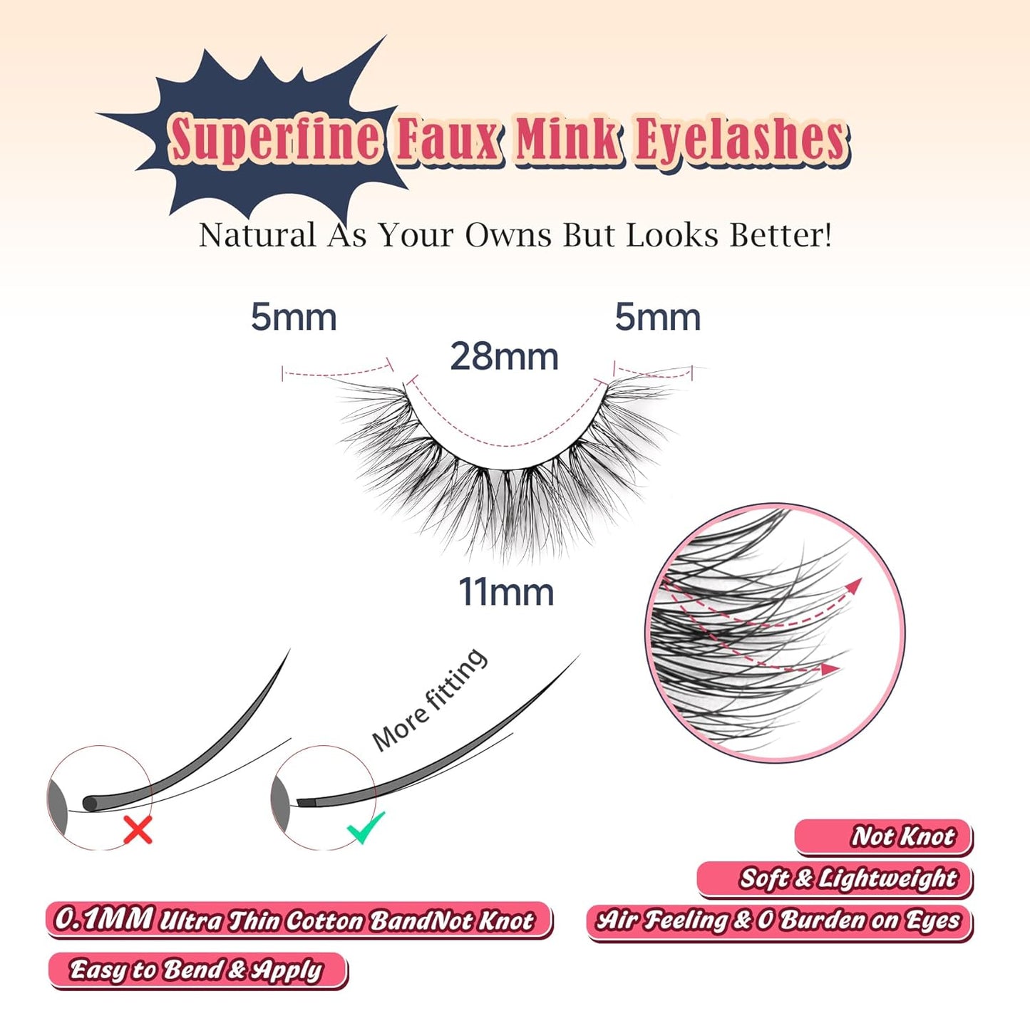 False Lashes Natural Wispy Eyelashes 11mm Short Lashes 3D Volume Fake Eyelashes Thin Cotton Band C Curl Soft Strip Eye Lashes Pack 7 Pairs Siligli
