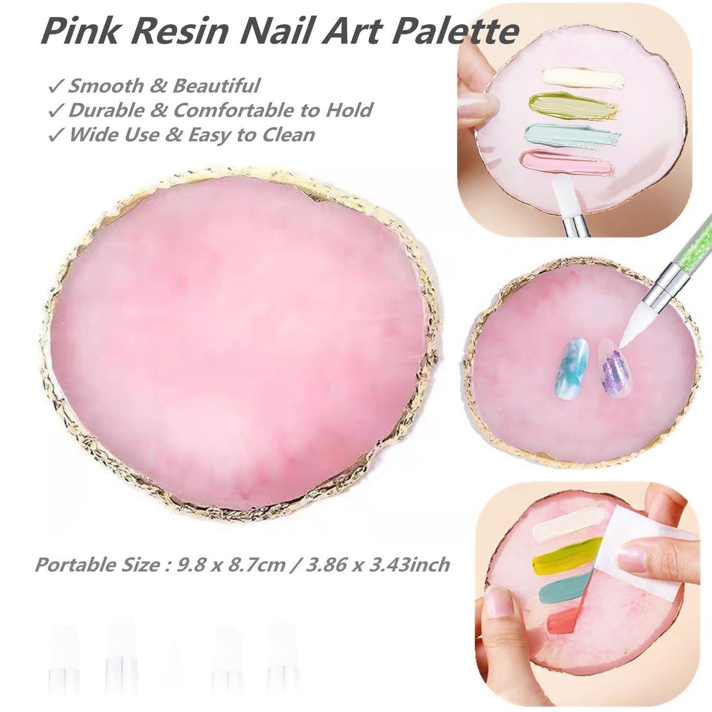 Nail Art Design 11PCS Kits - Resin Nail Art Palette, 5Pcs Nail Art Sculpture Pen Dual Tipped Silicone Nail Tools, 5Pcs Double Ended Nail Dotting Pens