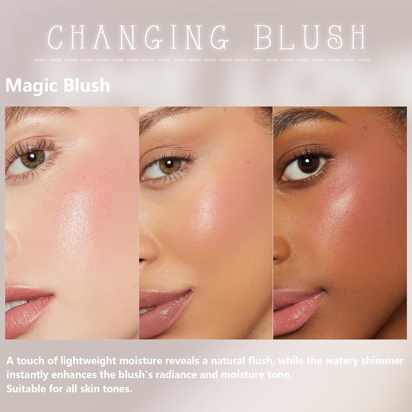 Color Changing Blush Stick,Jelly Tint Stain Clear PH Transparent Cream Pink Magic Blusher for Cheeks, Lips and Eye Makeup, Natural Lightweight Blendable Face Rouge Balm Cooling Water with Brush