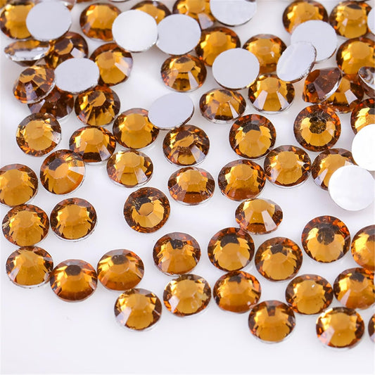 3000 Pieces SS6 2mm Flatback Rhinestones Clear Glass Round Gems Crystals for Nail Art DIY Crafts Clothes Shoes Bags （Yellow Coffee）