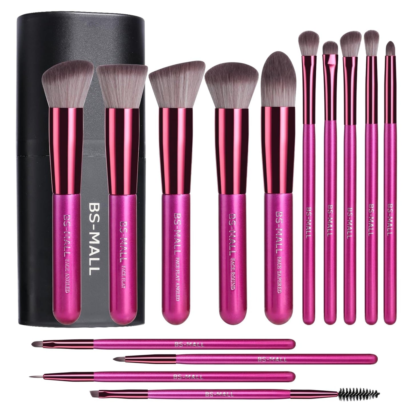BS-MALL Makeup Brushes 14 pcs Makeup Tools Kit Premium Synthetic Powder Foundation Contour Concealers Lip Brushes with Makeup Sponge & Eyeshadow Applicator Kit